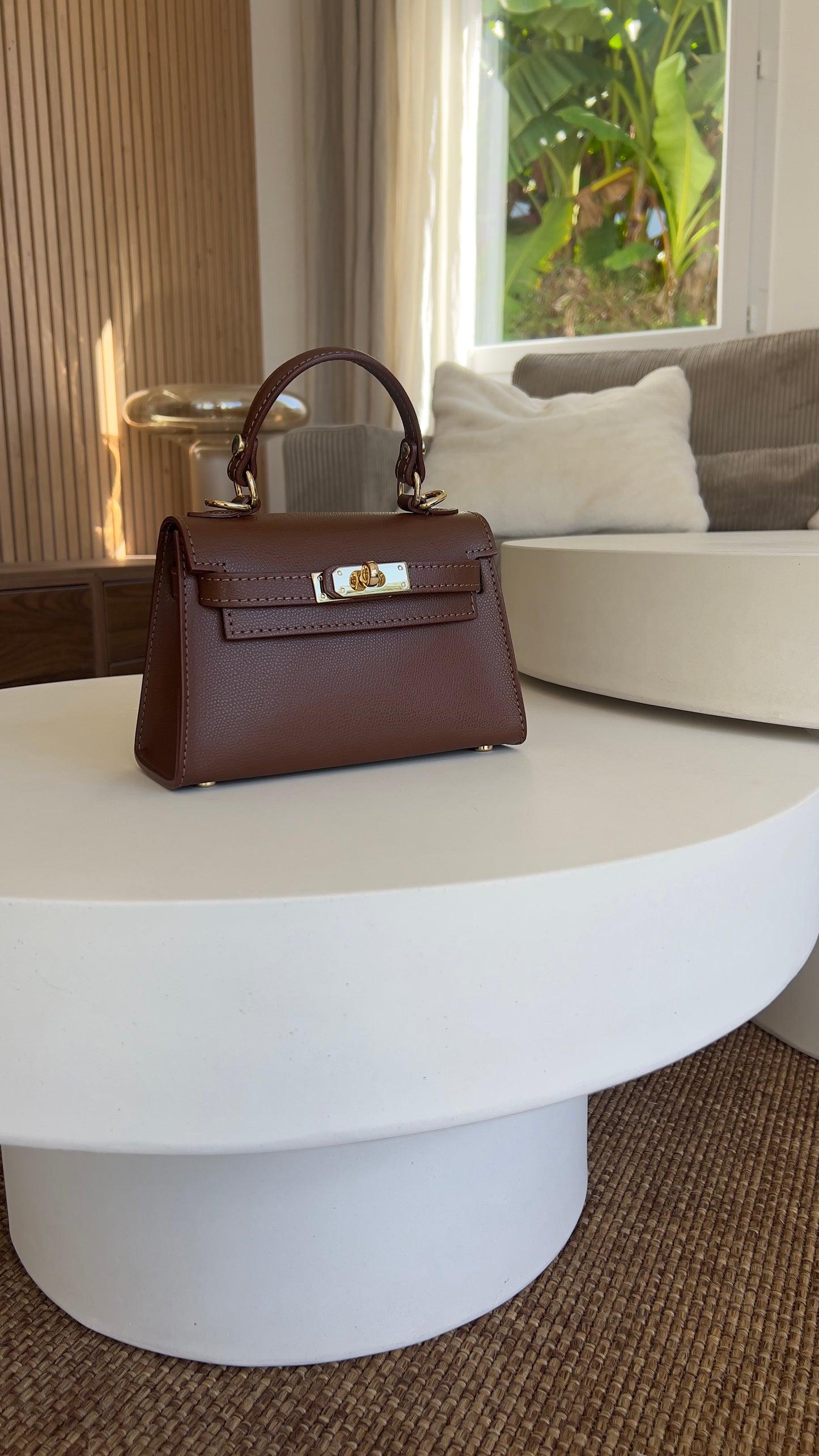 Sac inspiration en cuir - chocolat
