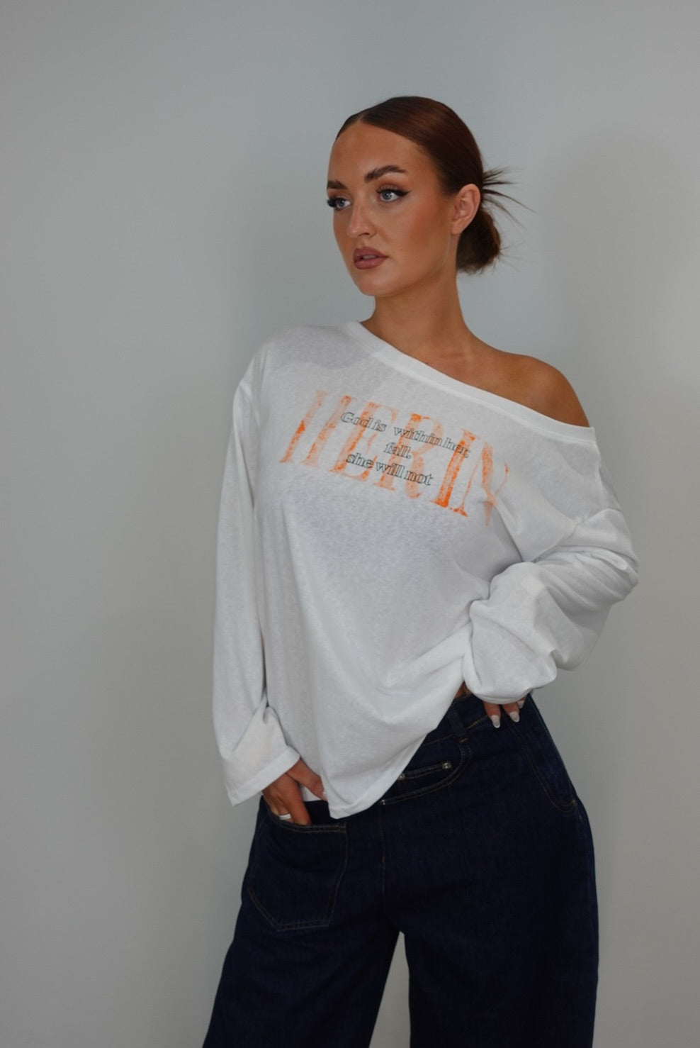 T-shirt loose manches longues - blanc
