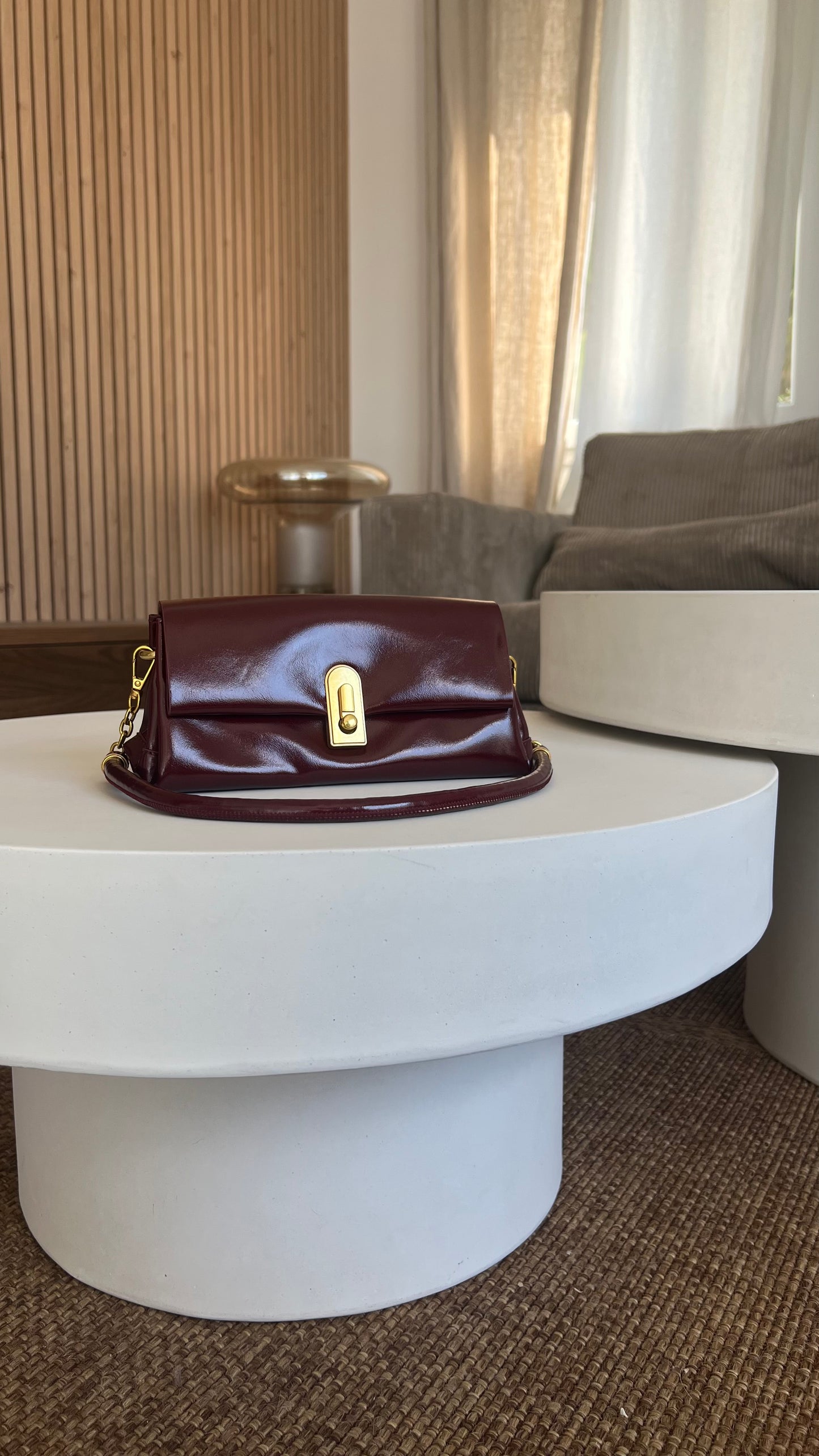 Sac classique en cuir - bordeaux