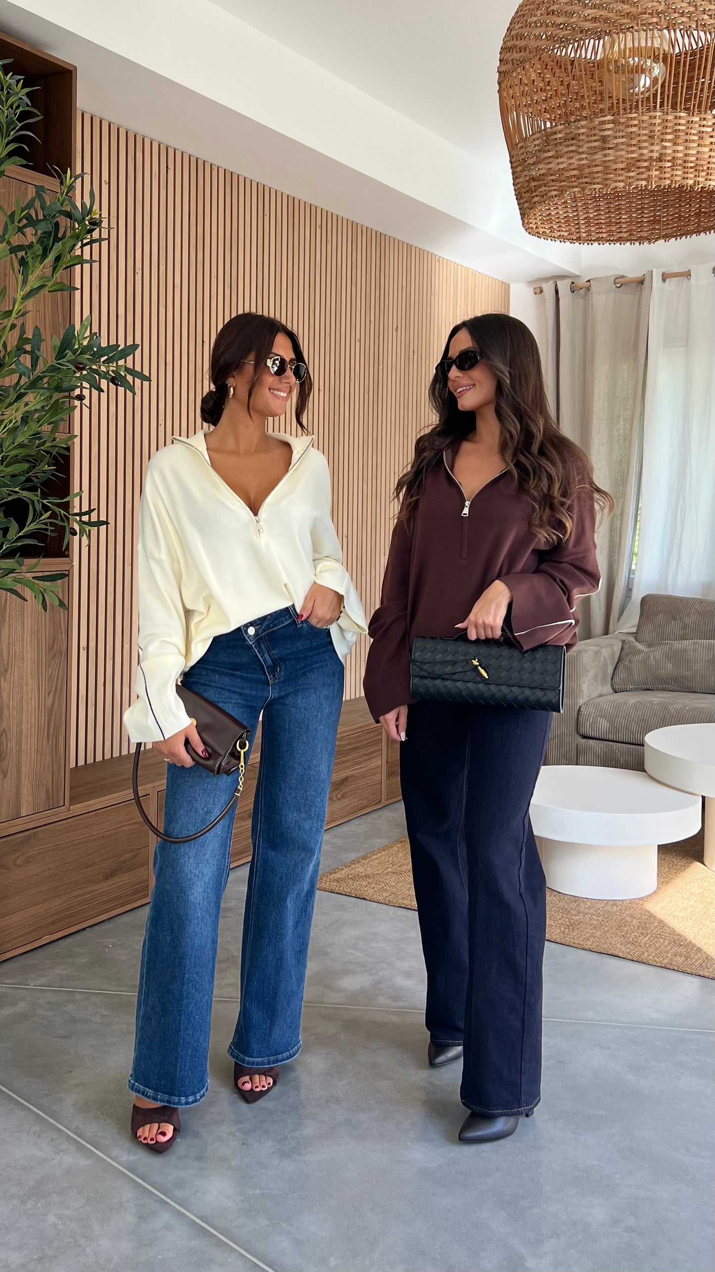 Pull avec bandes - crème