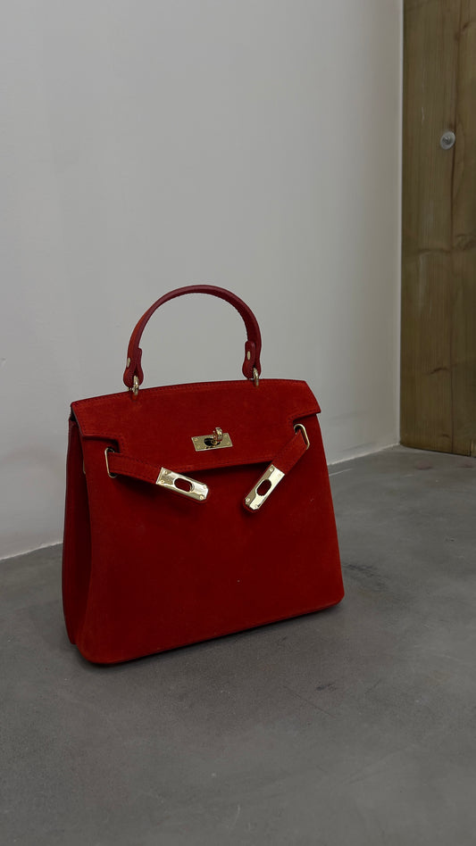 Sac cuir véritable - rouge