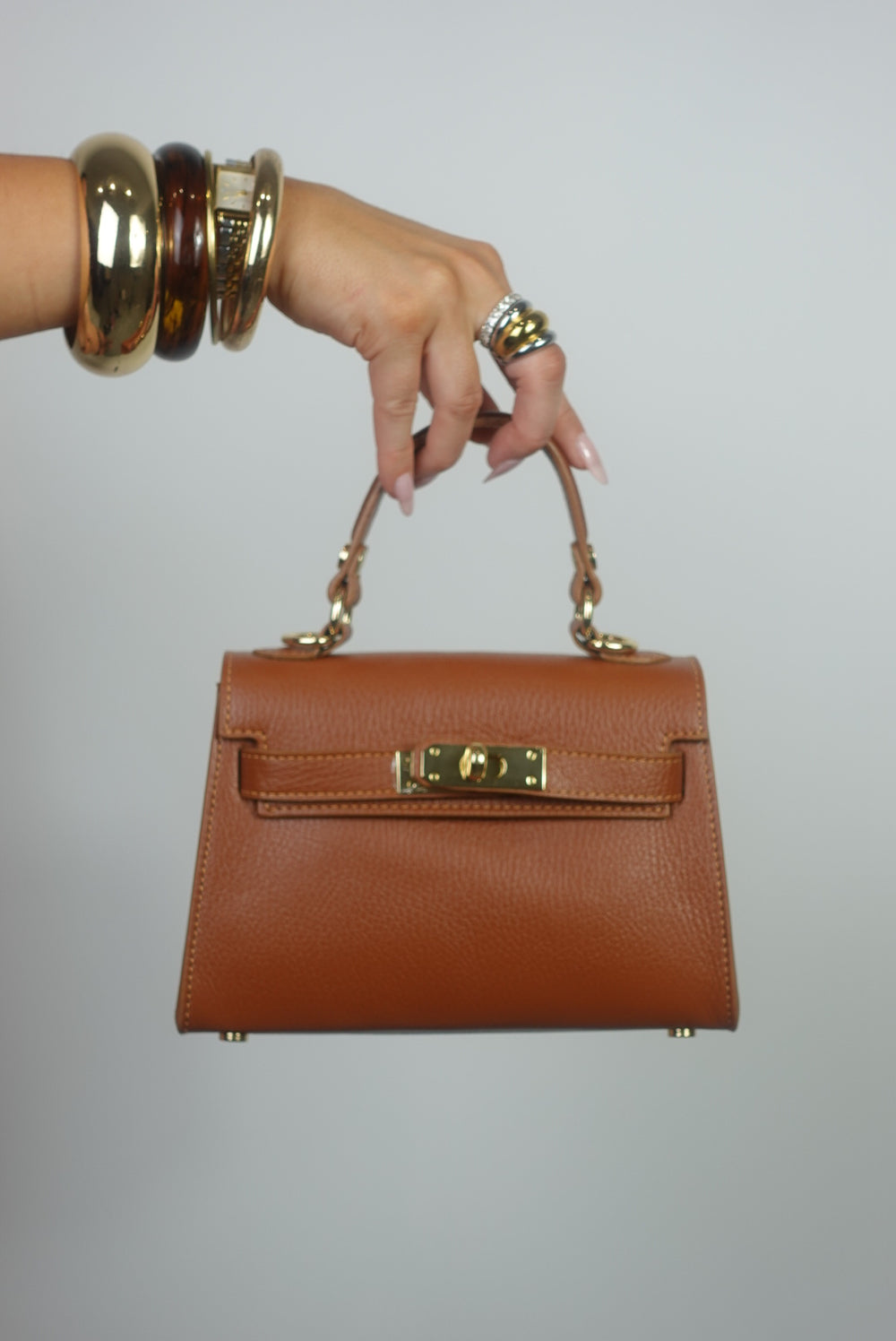 Sac en cuir H - cognac