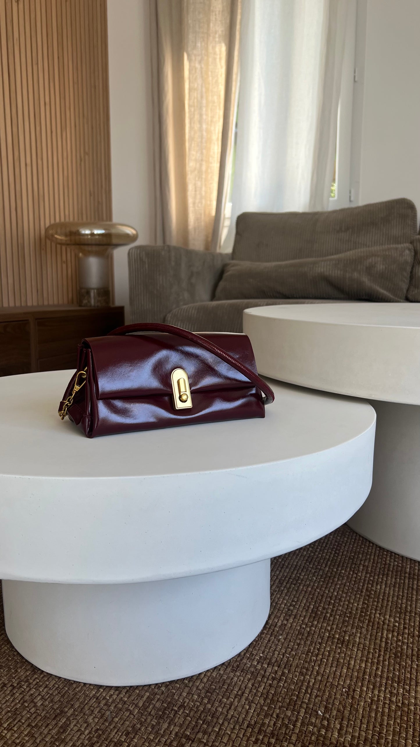 Sac classique en cuir - bordeaux