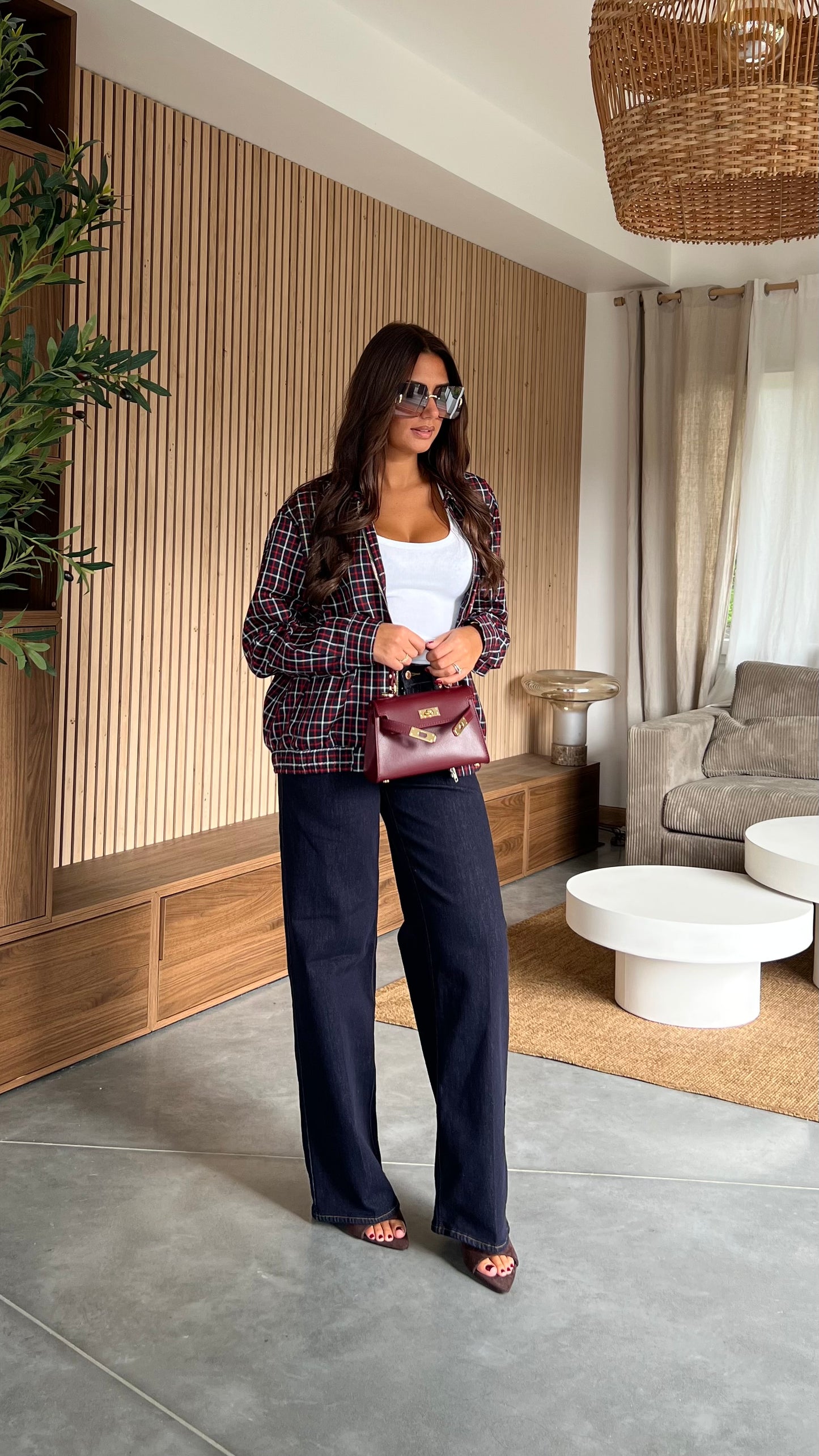 Veste à carreaux - bleu marine