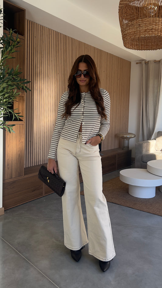 Gilet rayures - crème