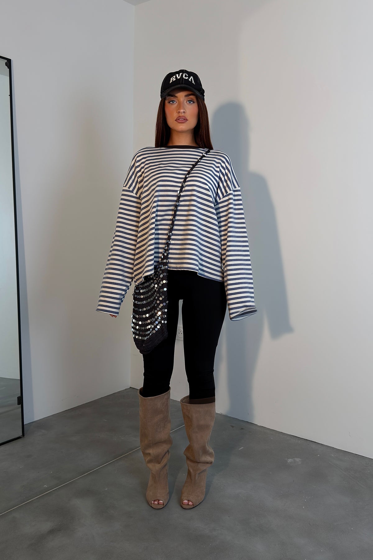 Marinière manches longues - bleu jean/blanc
