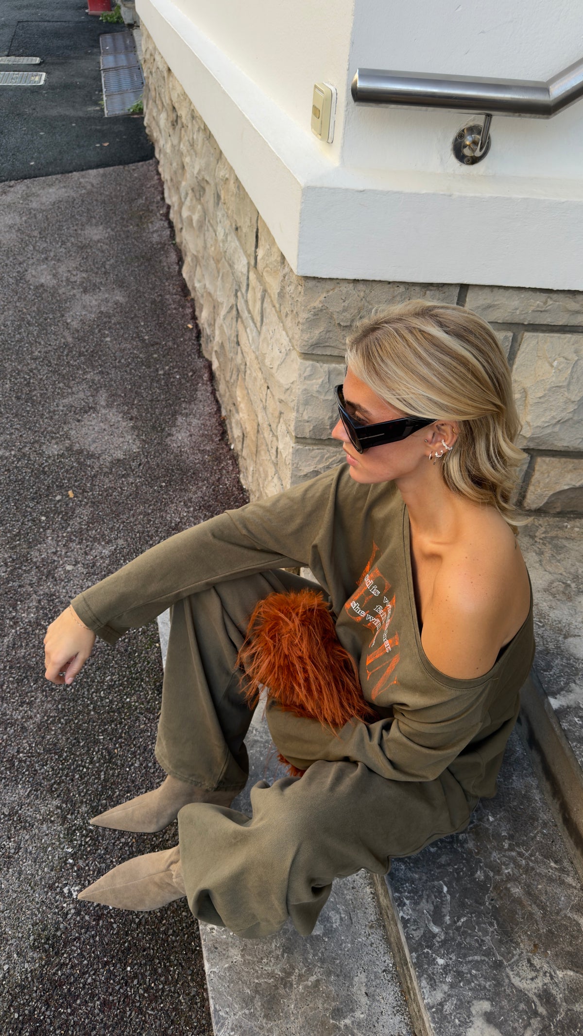 Haut loose asymétrique - kaki