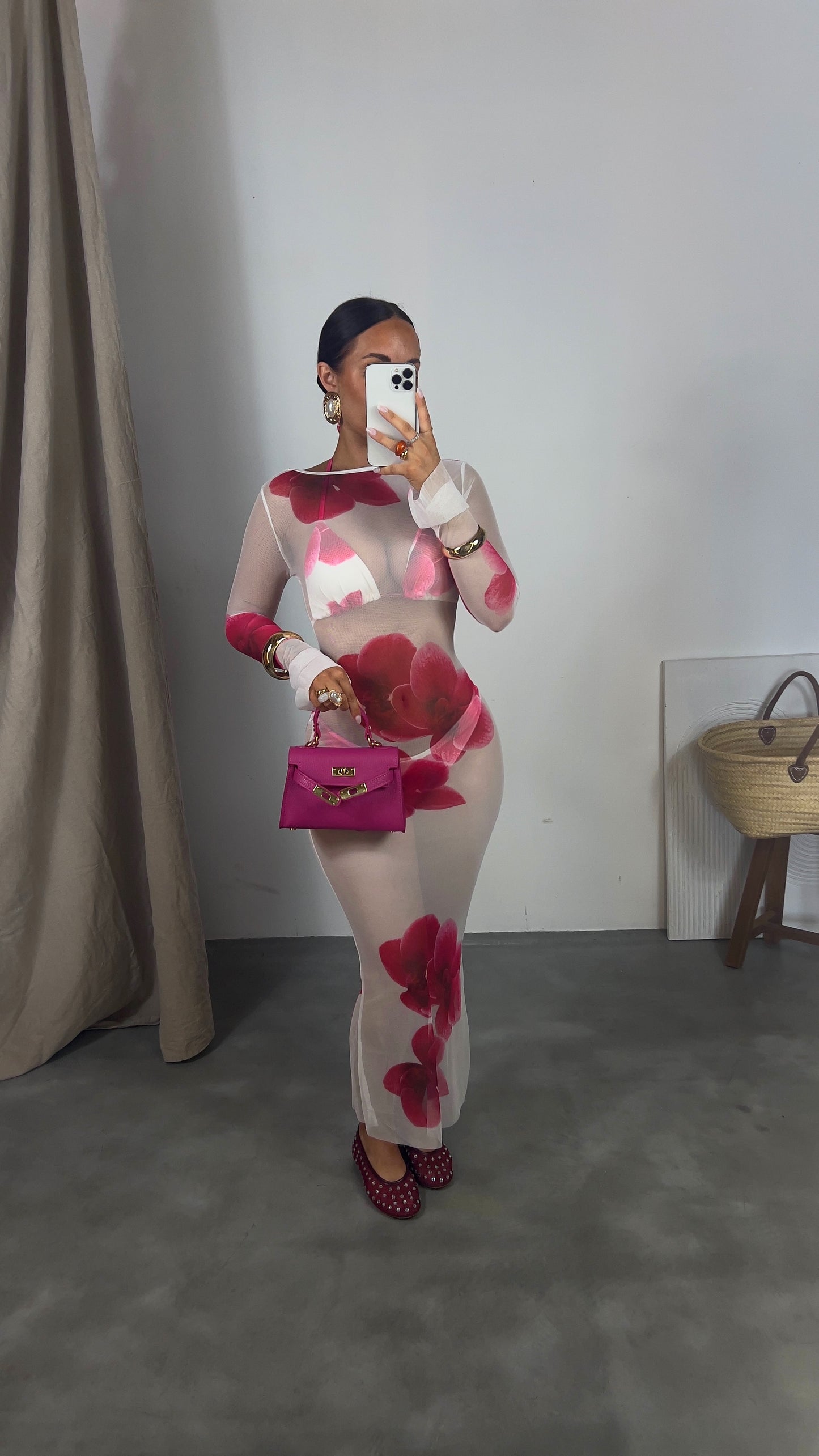 Maillot de bain 3 pièces fleurs - blanc
