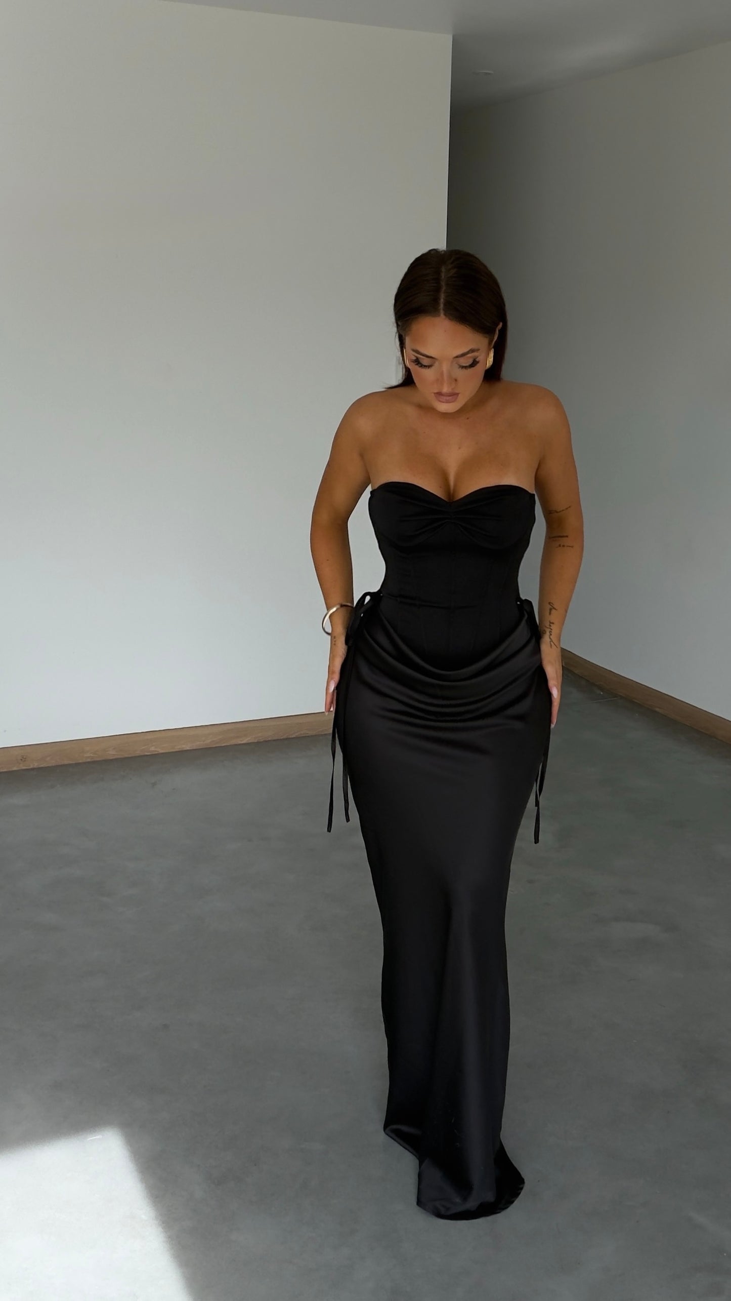 Robe longue bustier - noire