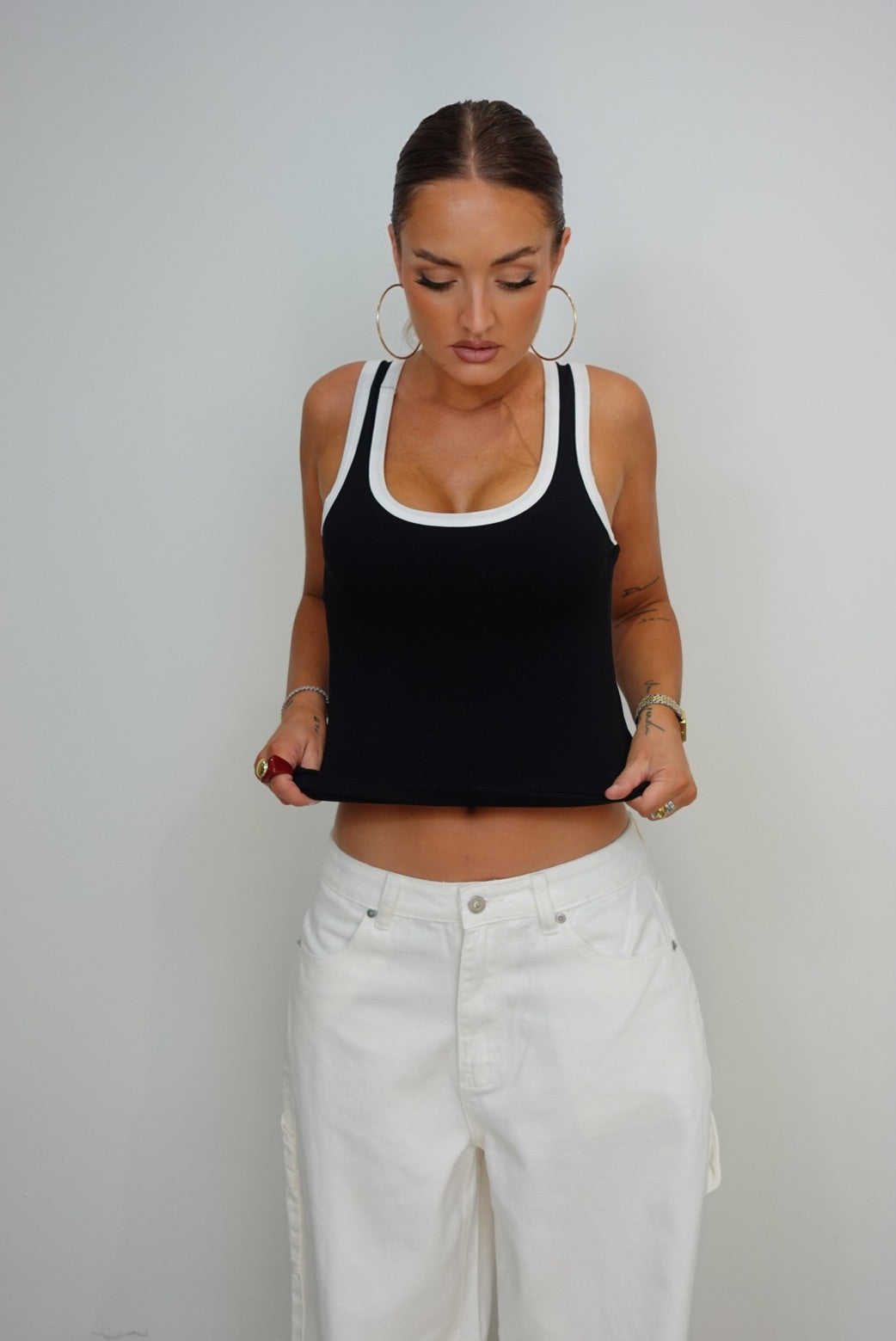 Jeans loose taille basse - blanc