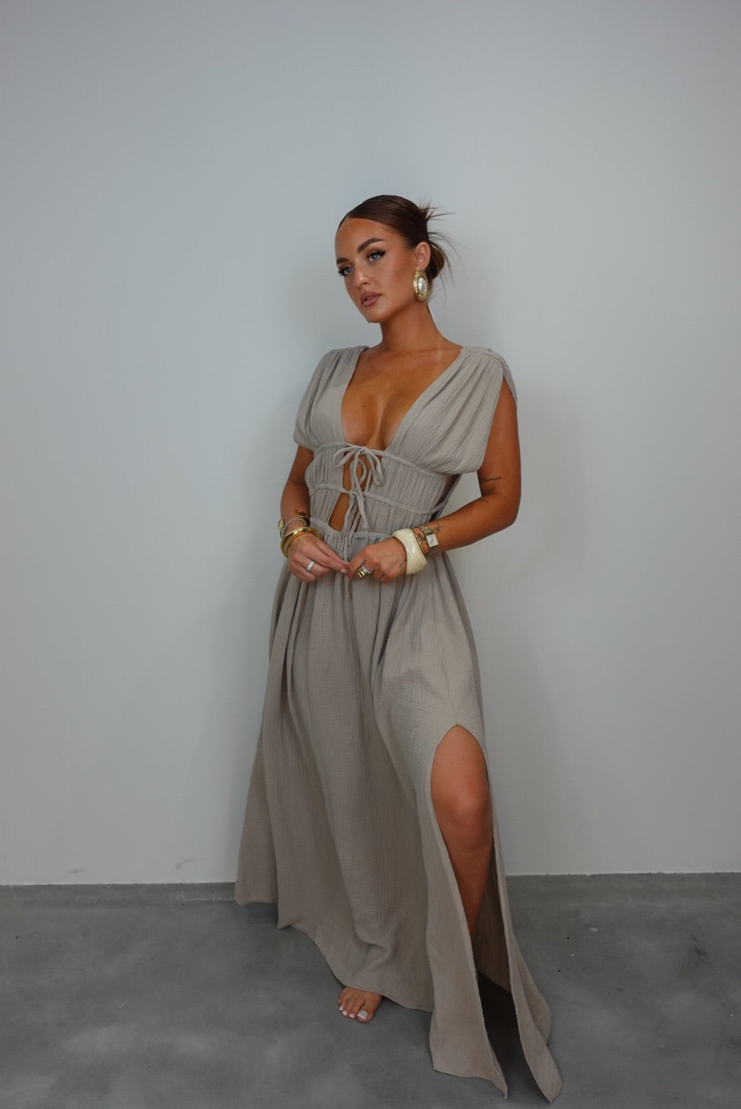 Robe gaze de coton - taupe