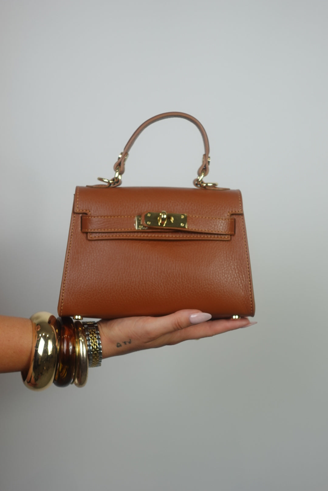 Sac en cuir H - cognac