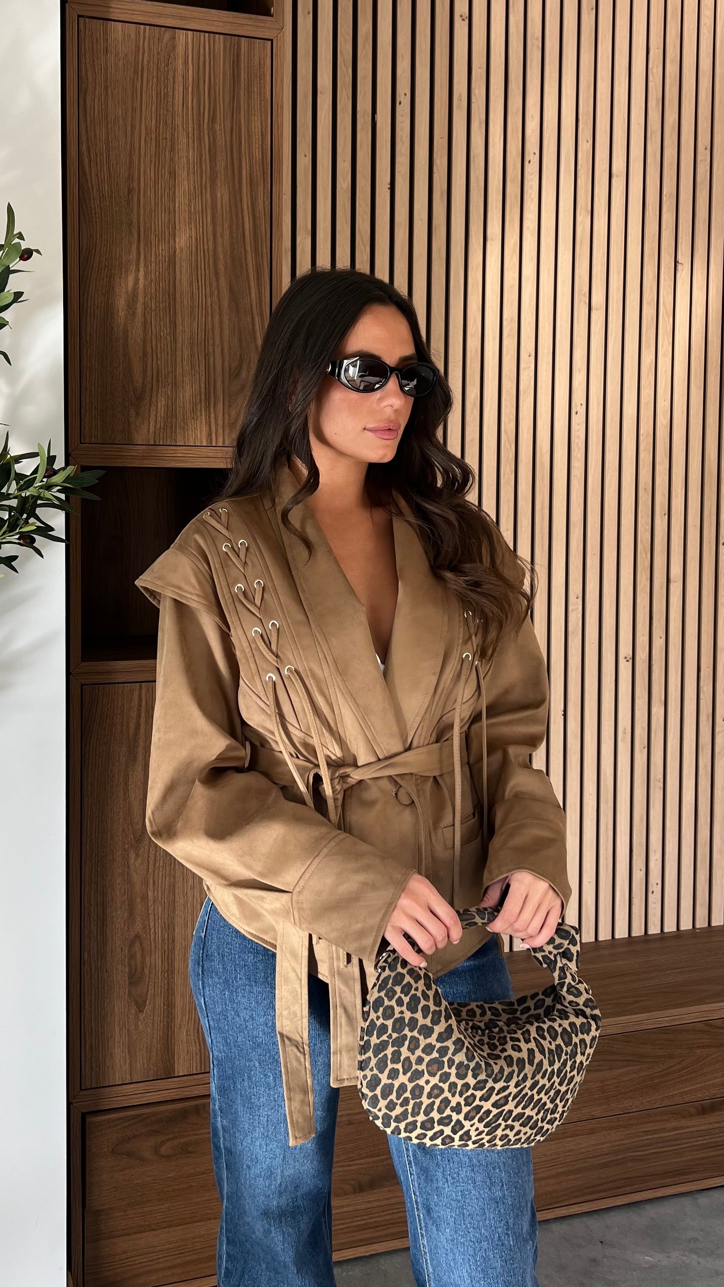 Veste kimono suédine