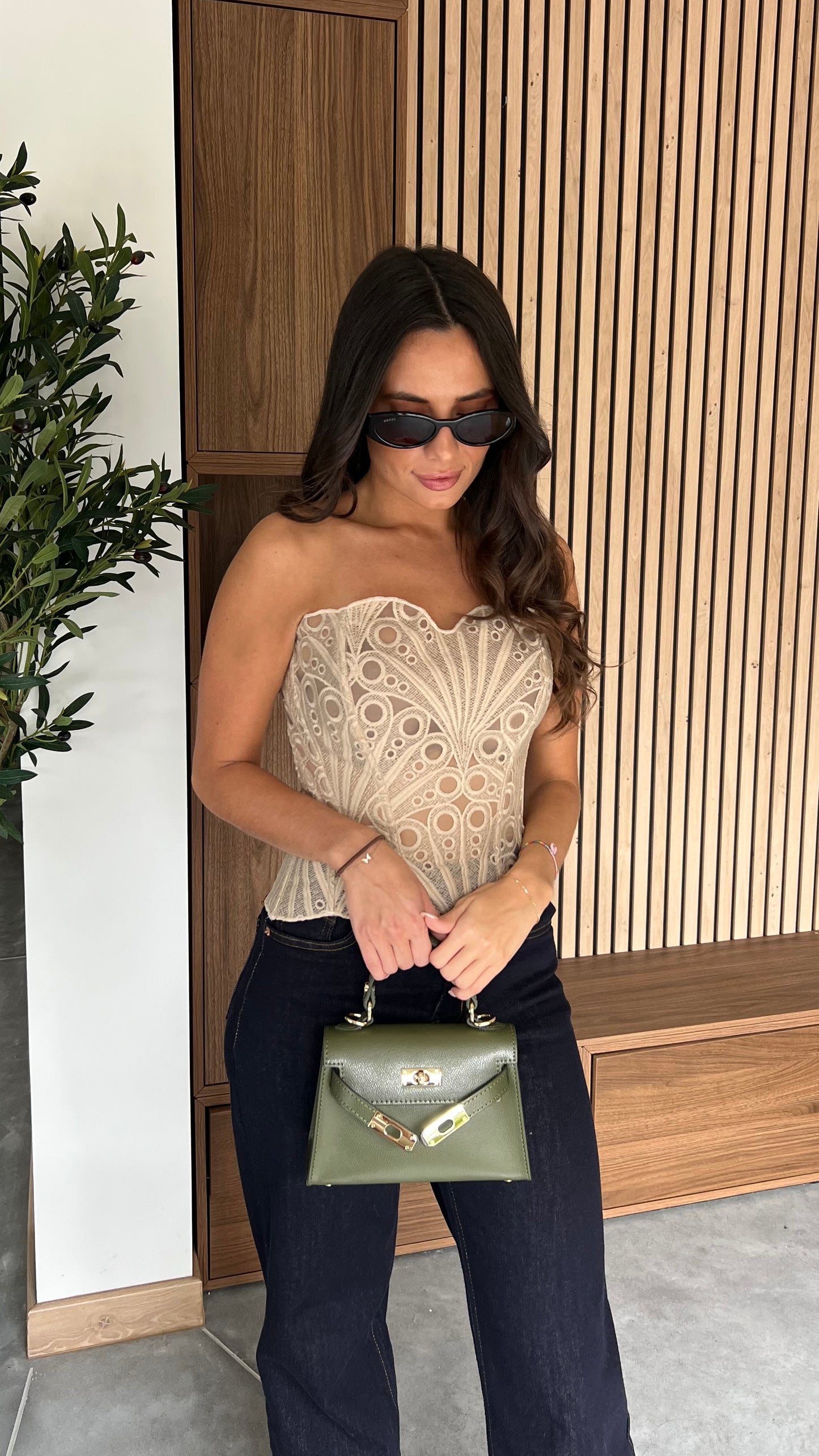 Corset en dentelle - beige