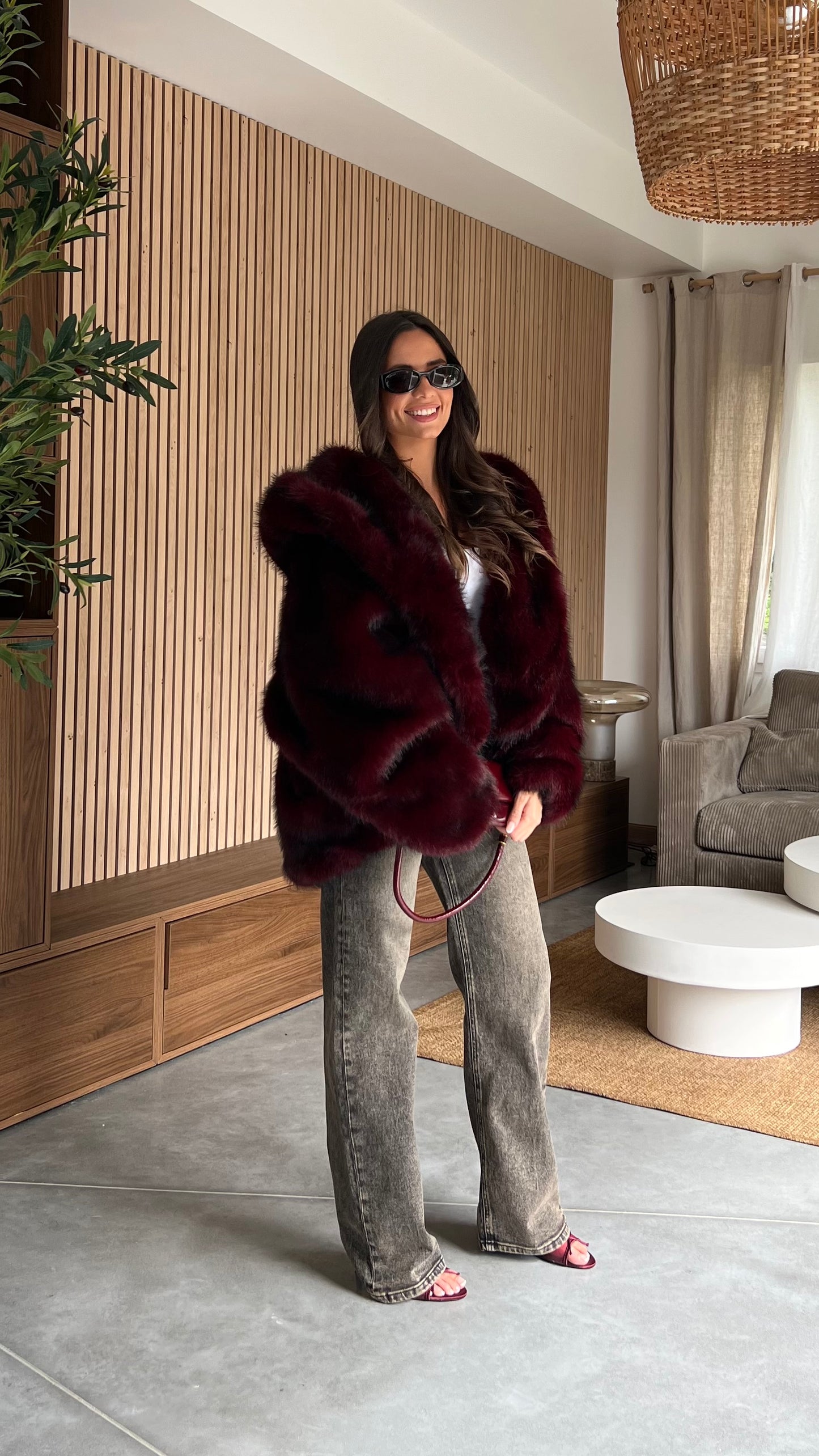 Fausse fourrure - bordeaux