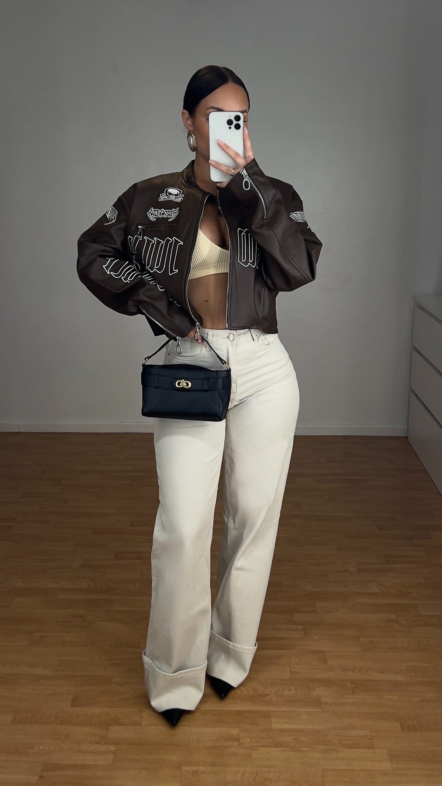 Veste moto loose - chocolat