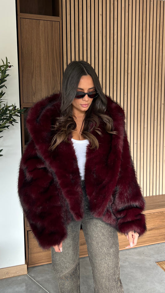 Fausse fourrure - bordeaux