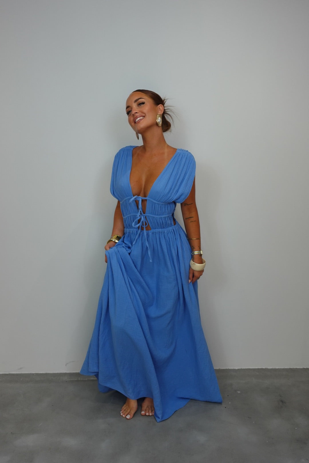 Robe gaze de coton - bleu ciel
