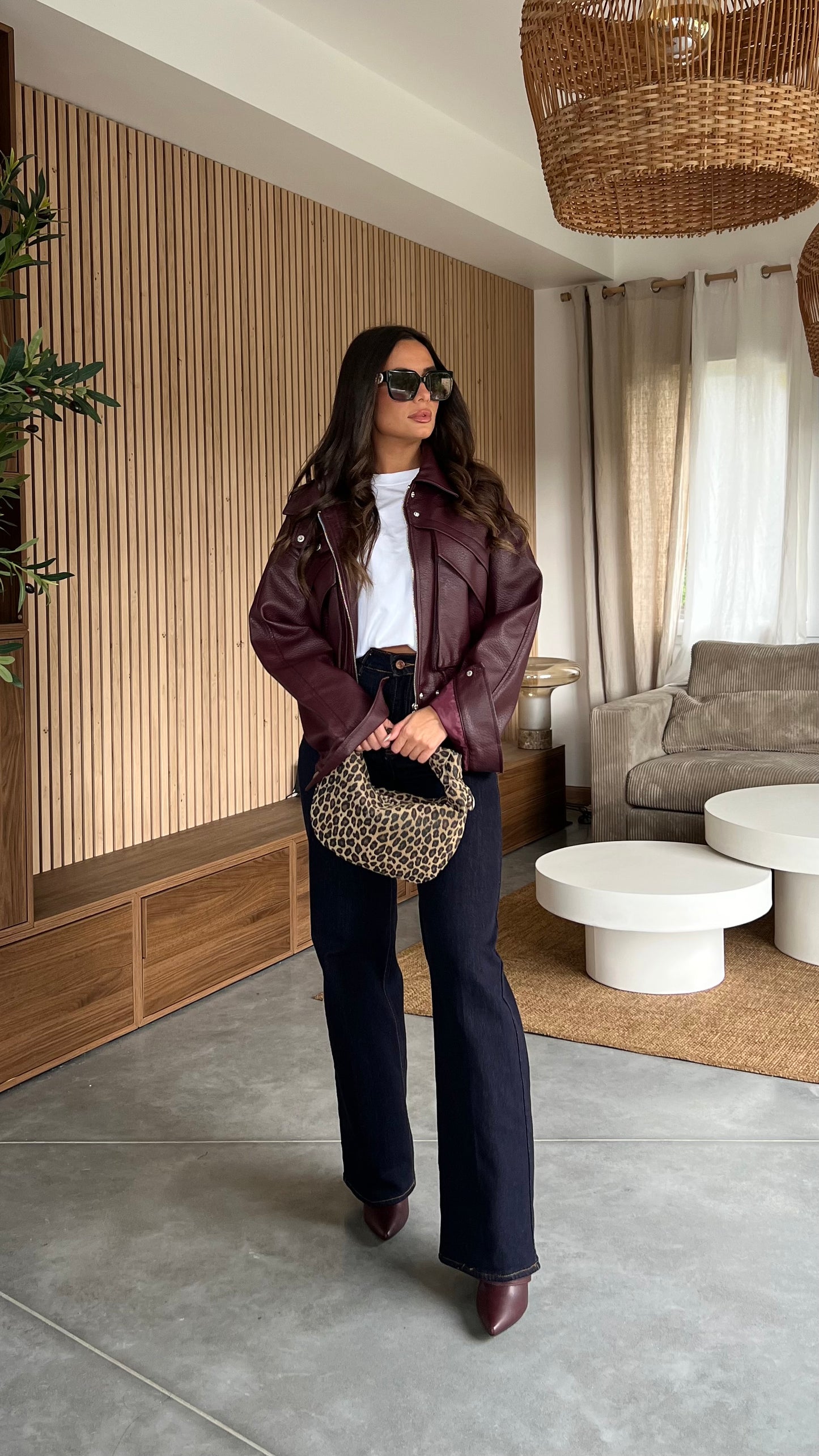 Veste similicuir - bordeaux