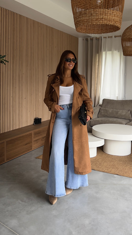 Trench long suedine
