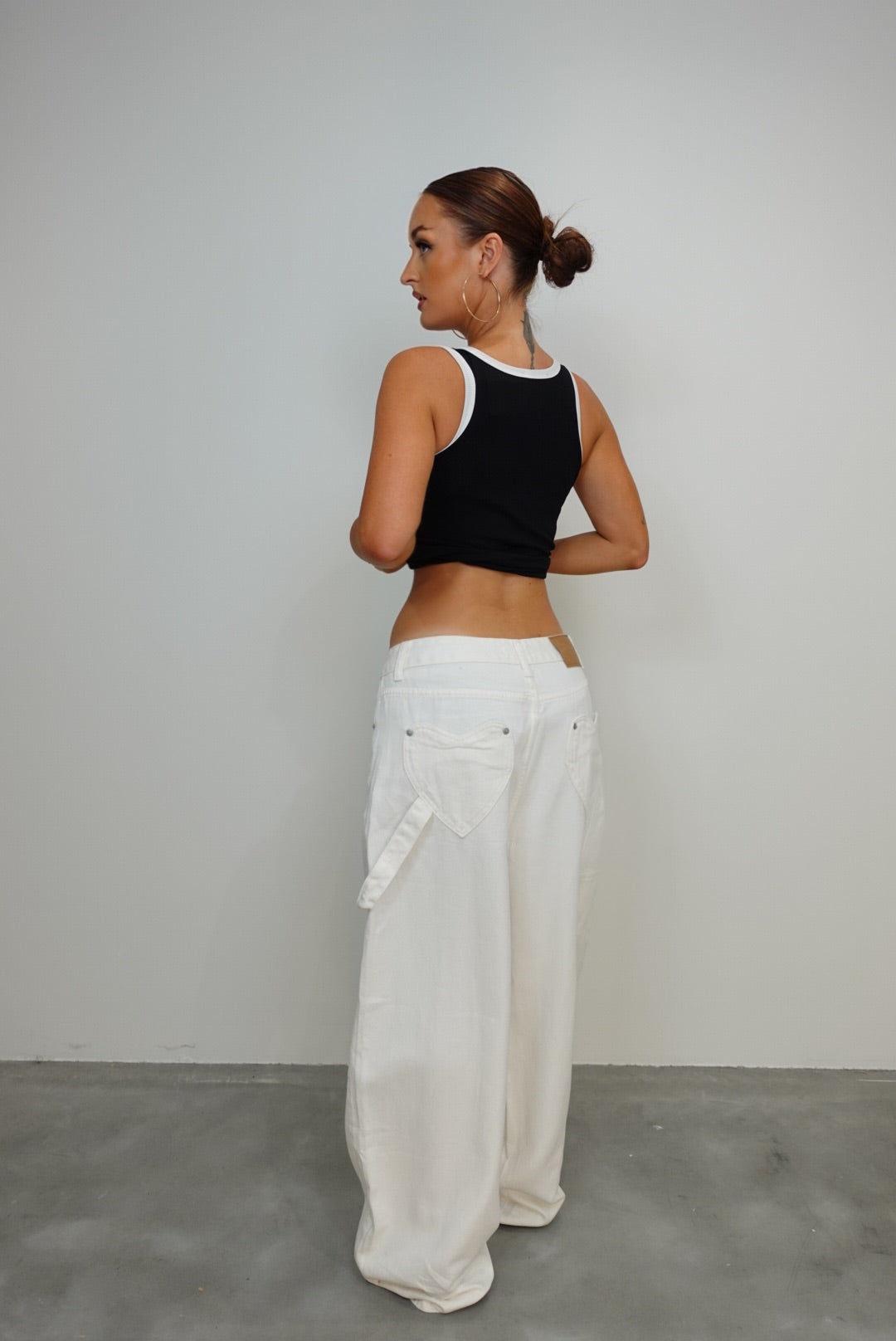 Jeans loose taille basse - blanc