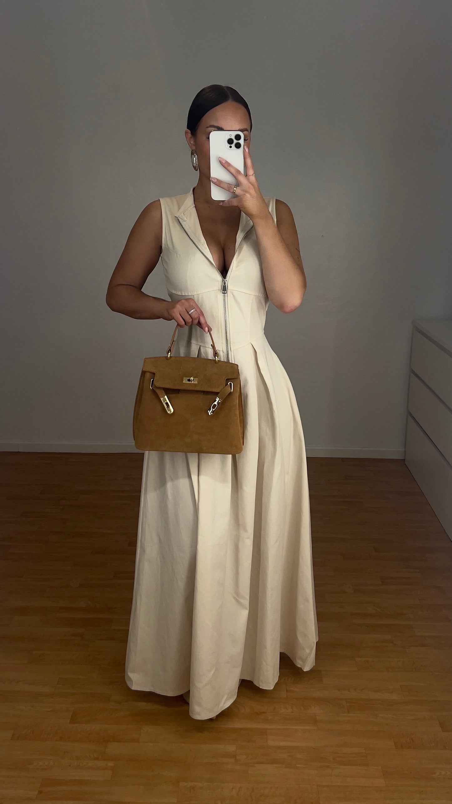 Robe longue zip - beige