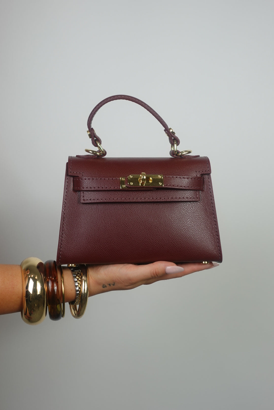 Sac inspiration en cuir - bordeaux