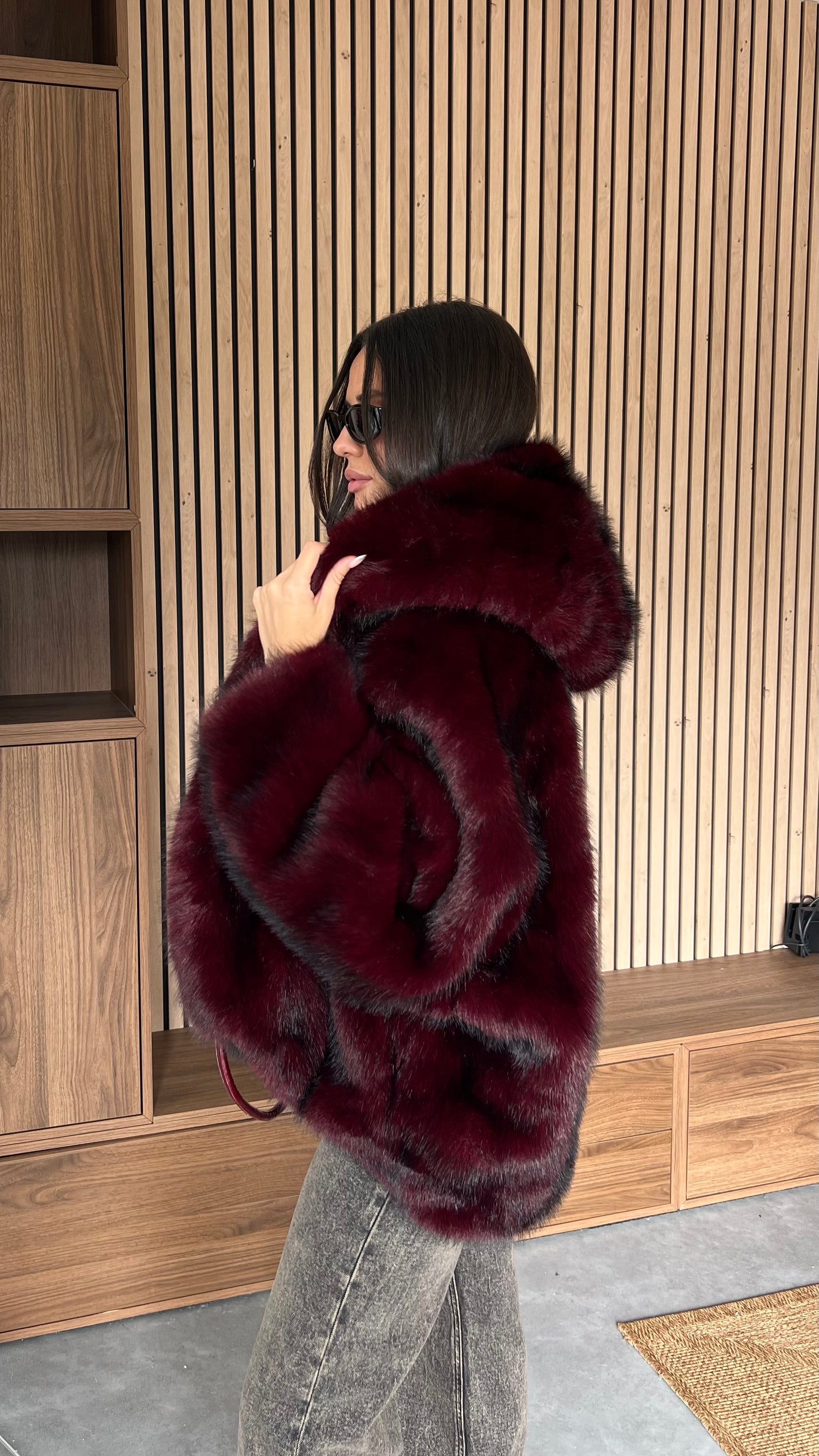 Fausse fourrure - bordeaux