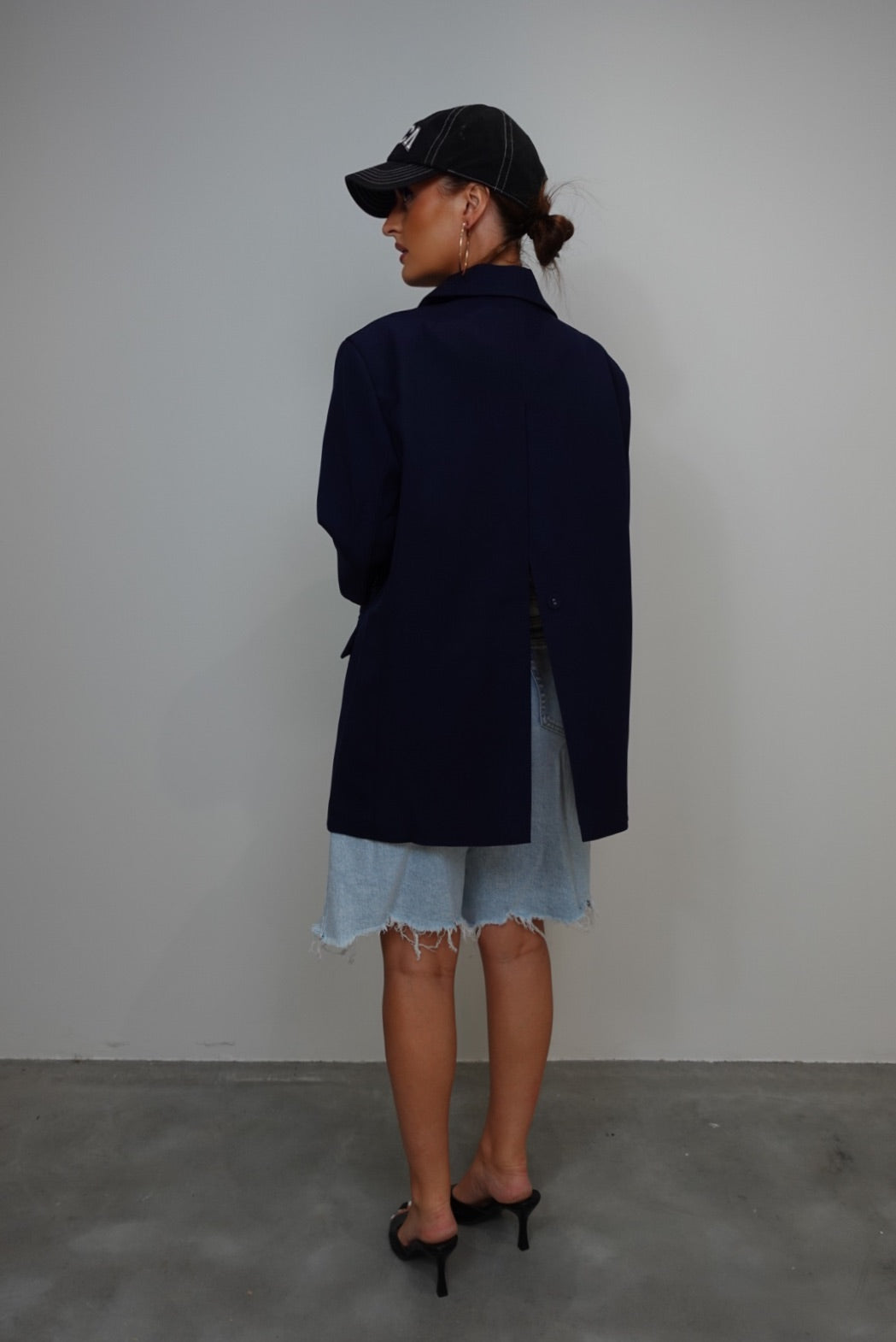 Blazer manches courtes loose - bleu marine