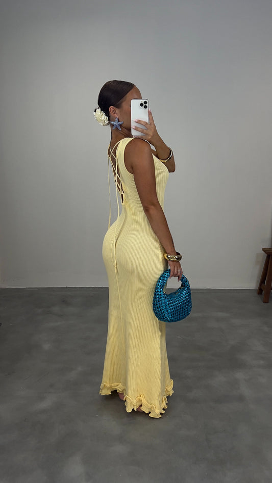 Robe longue moulante - jaune