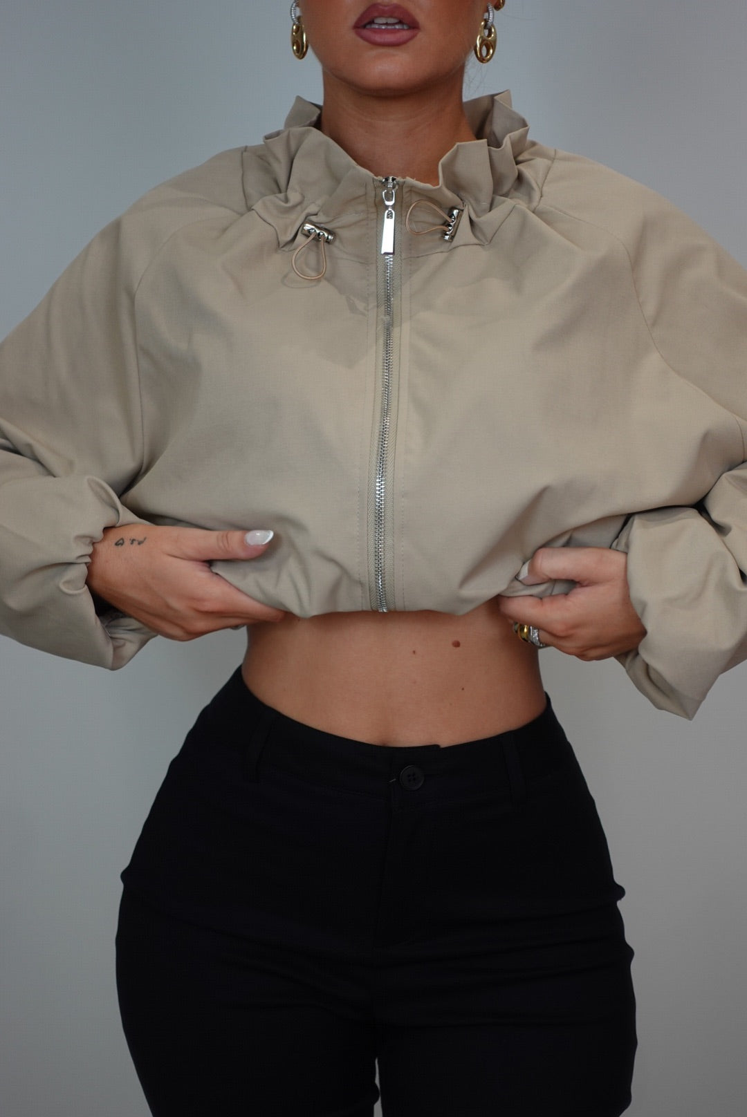 Veste bouffante mi saison - taupe