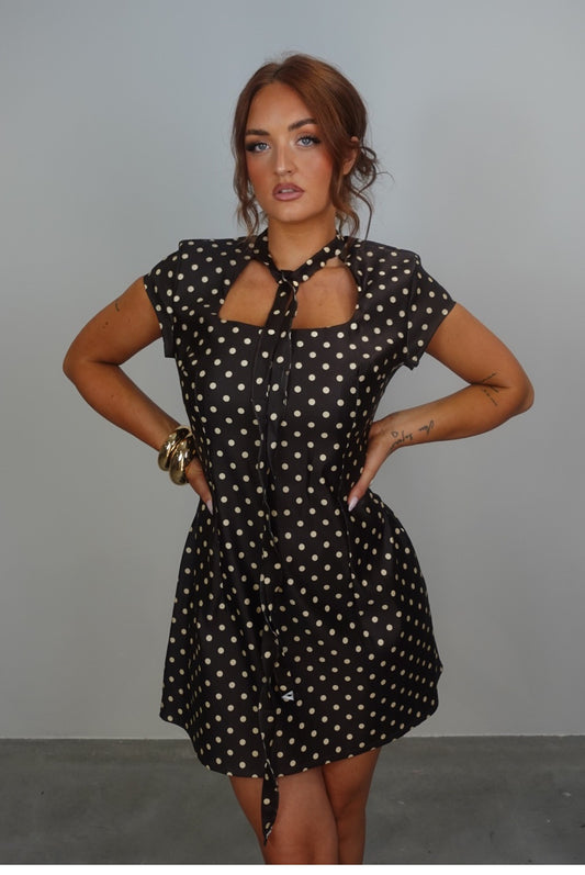 Robe courte à pois - chocolat