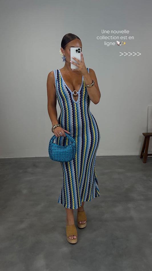 Robe maille bleue