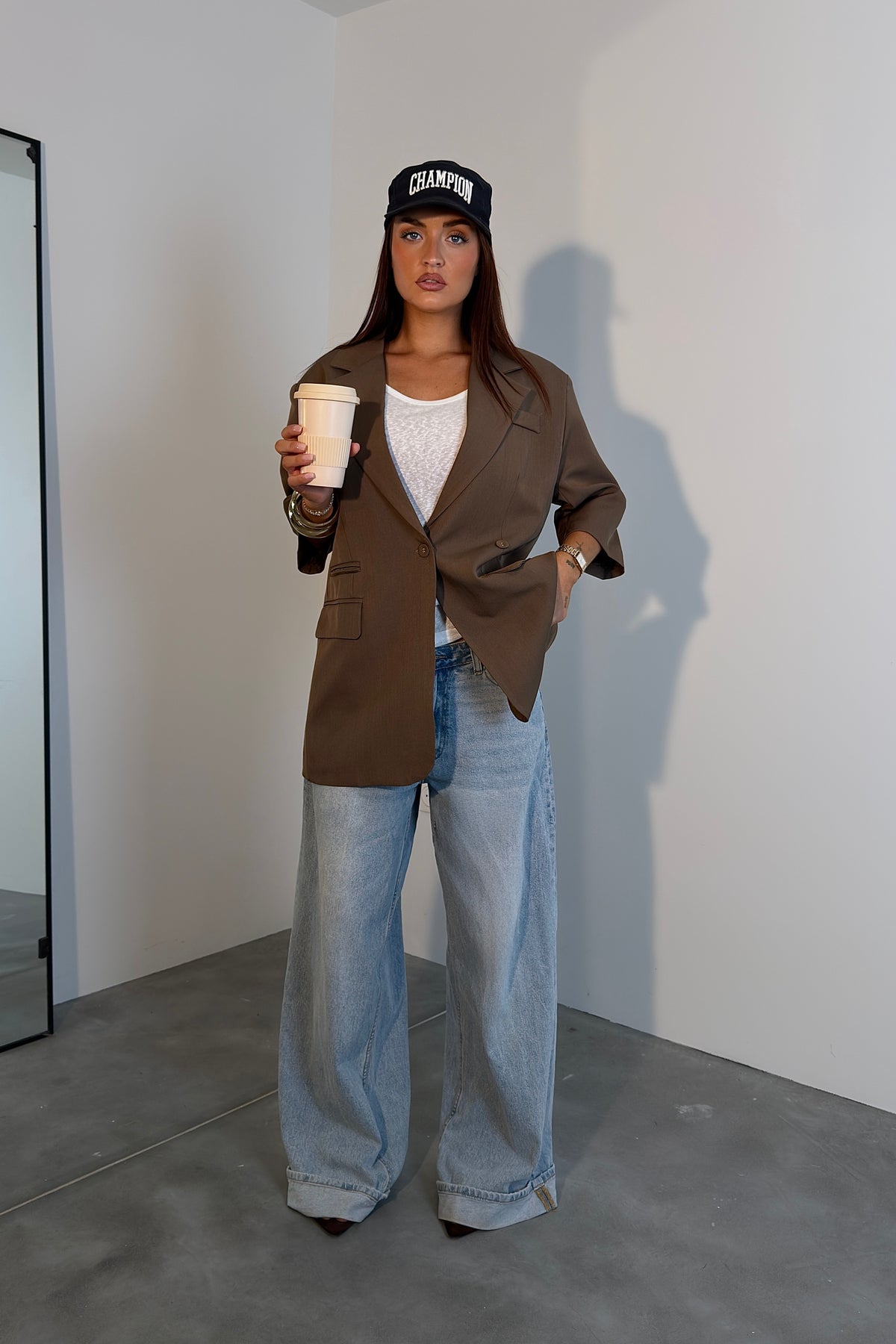Blazer manches courtes loose - chocolat