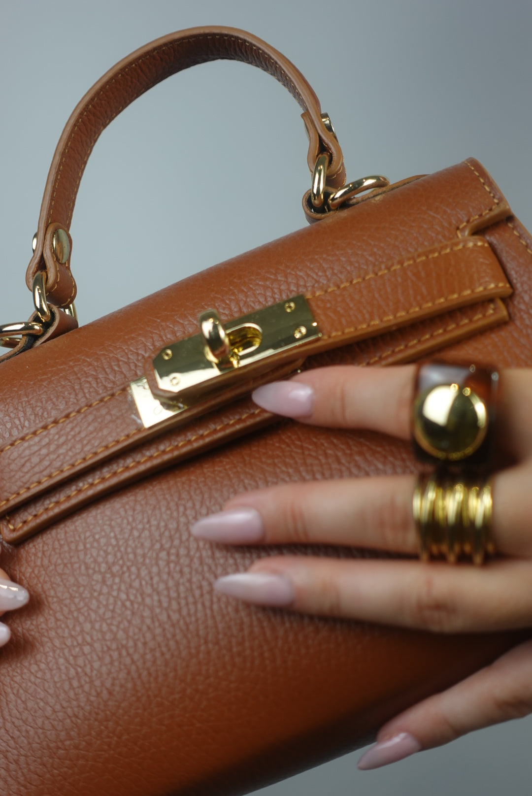 Sac en cuir H - cognac