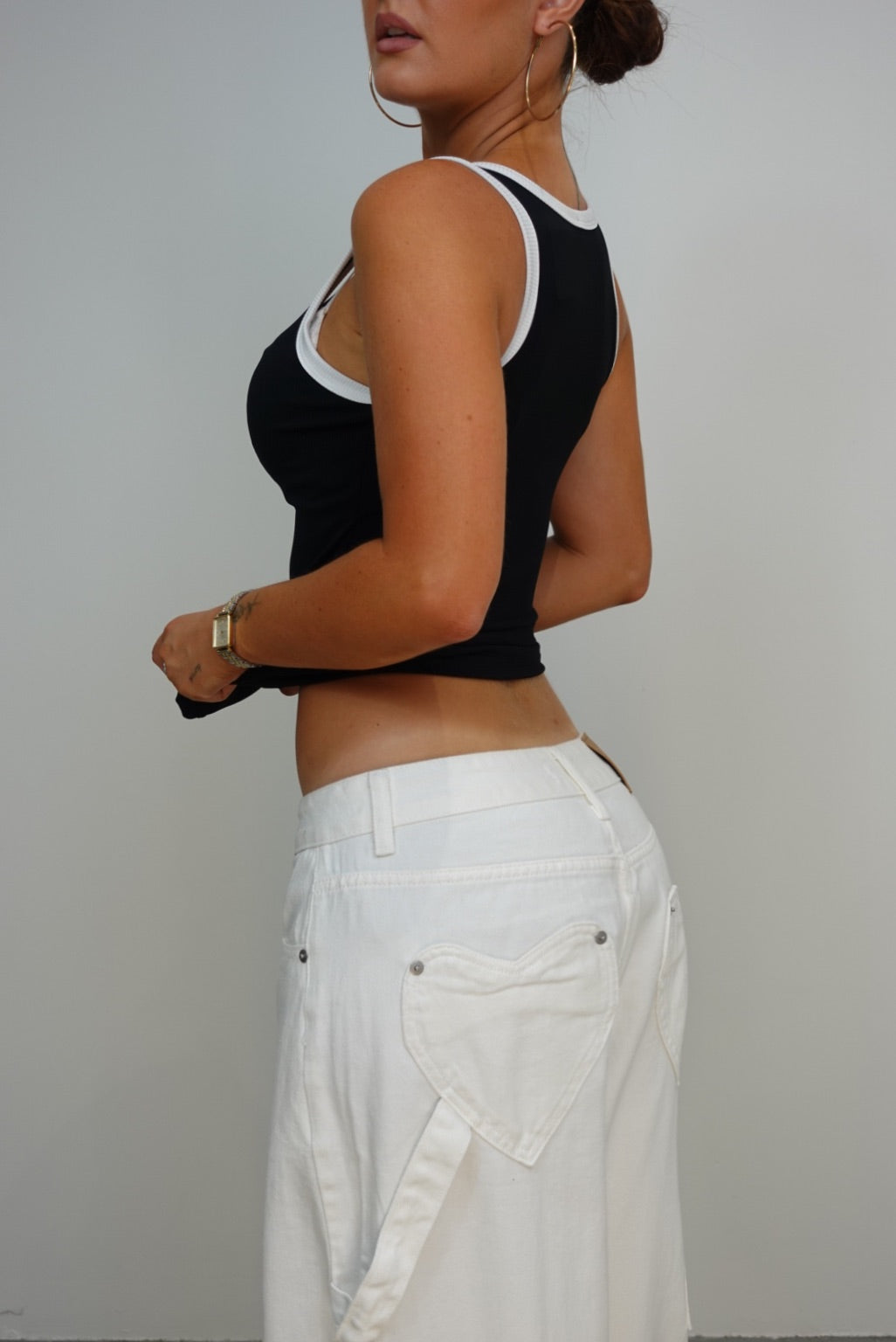 Jeans loose taille basse - blanc