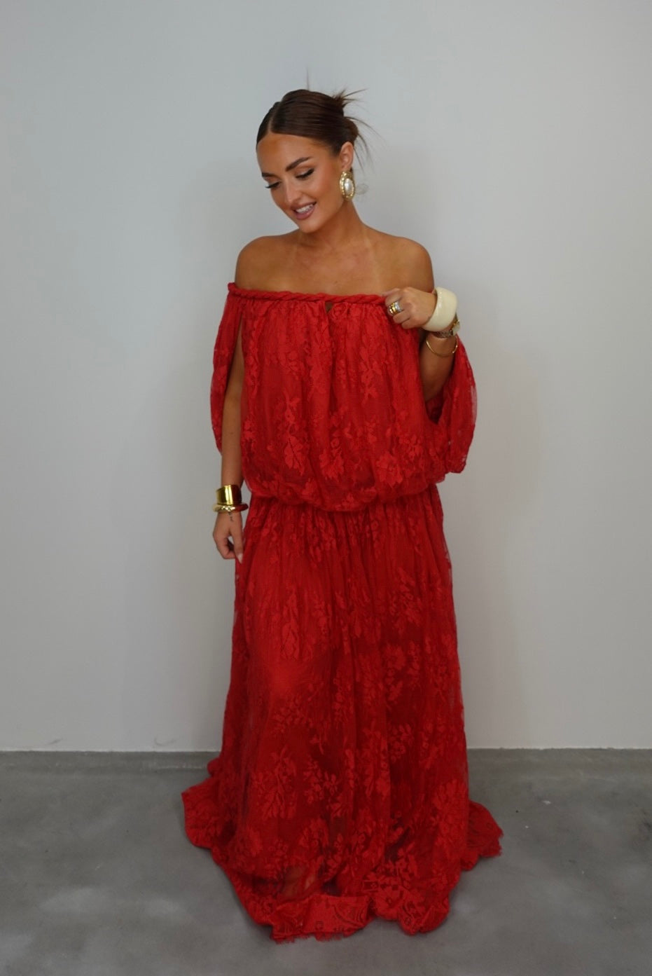 Robe dentelle premium - rouge