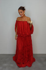 Robe dentelle premium - rouge