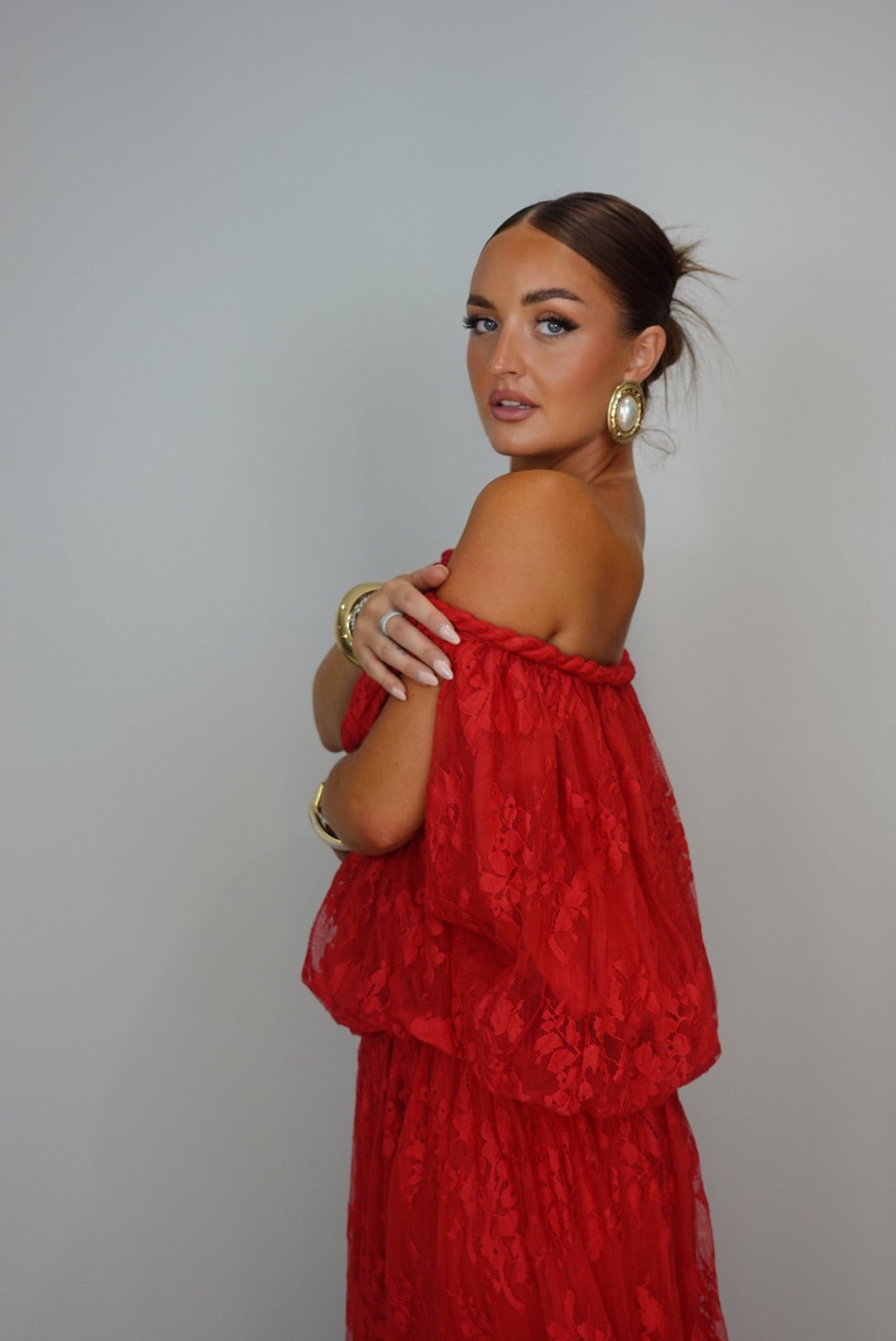 Robe dentelle premium - rouge