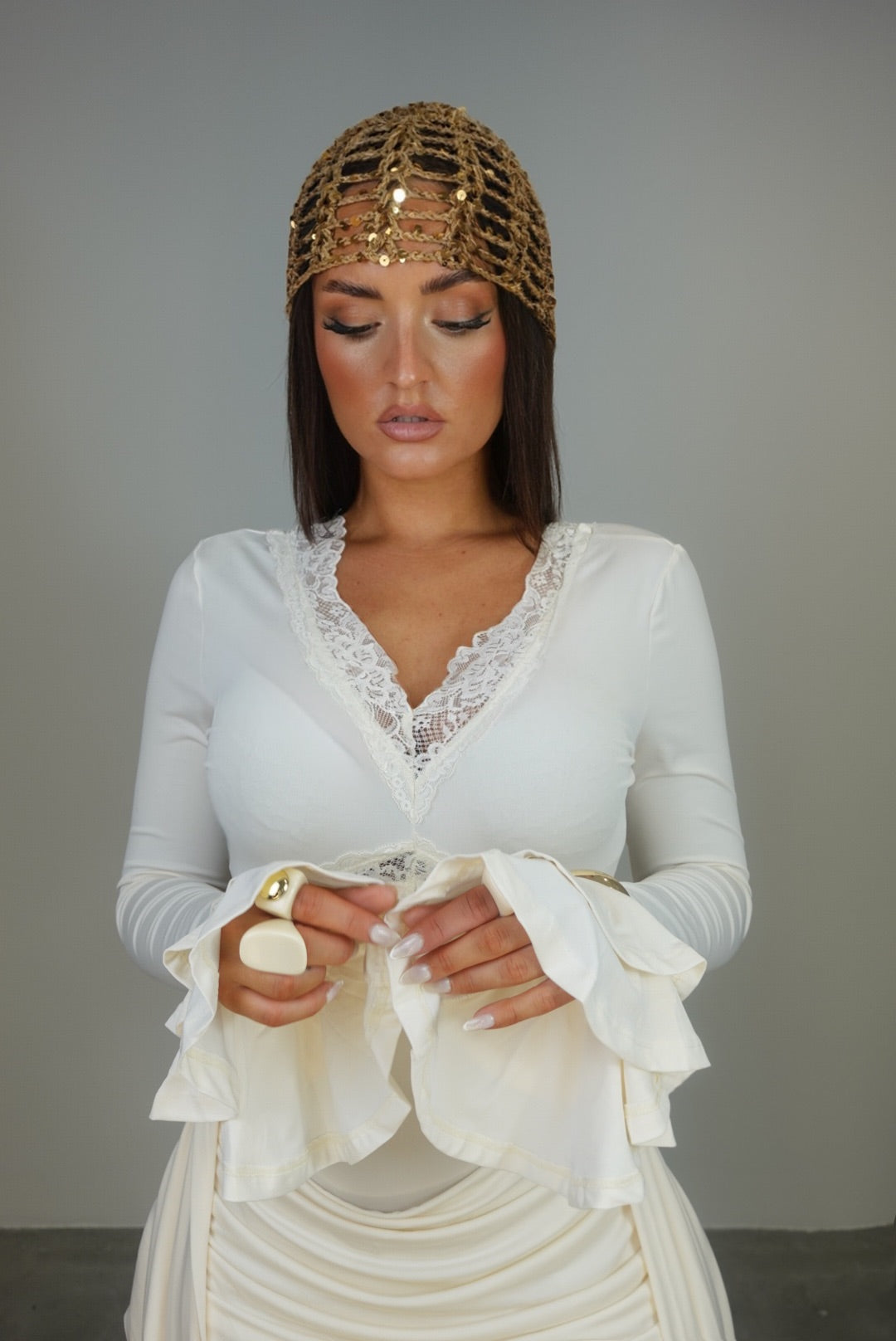 Robe longue bohème -  crème