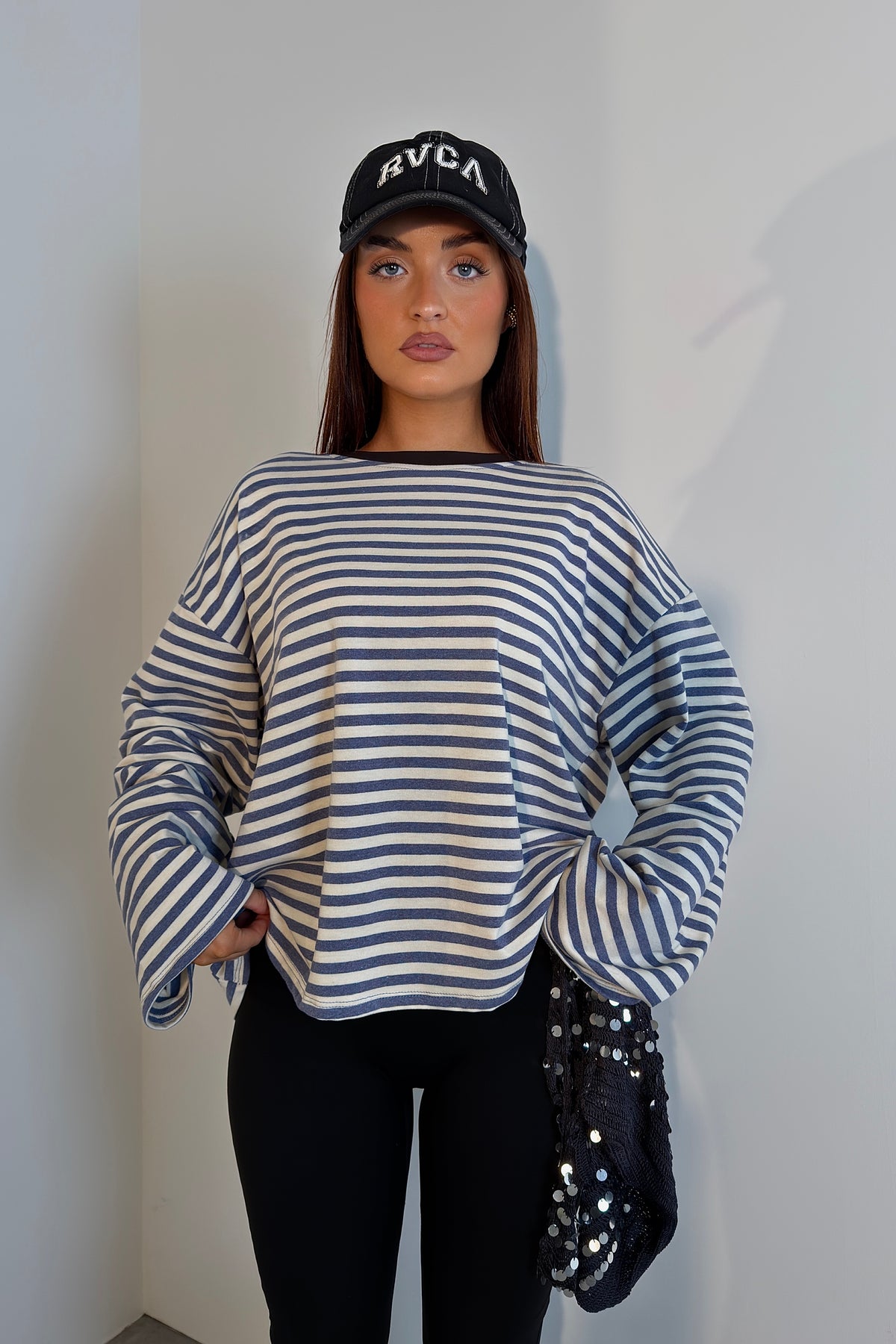 Marinière manches longues - bleu jean/blanc