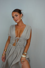 Robe gaze de coton - taupe