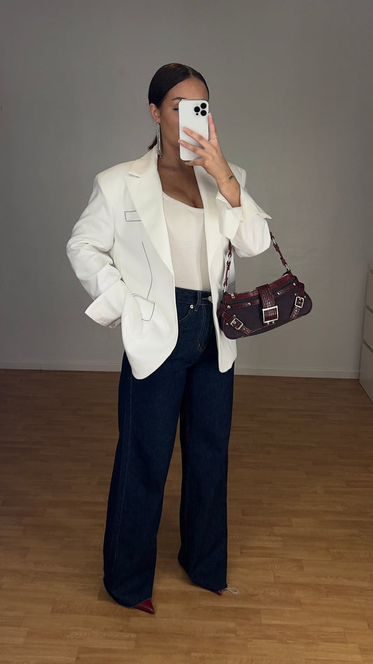 Blazer surpiqûres - blanc