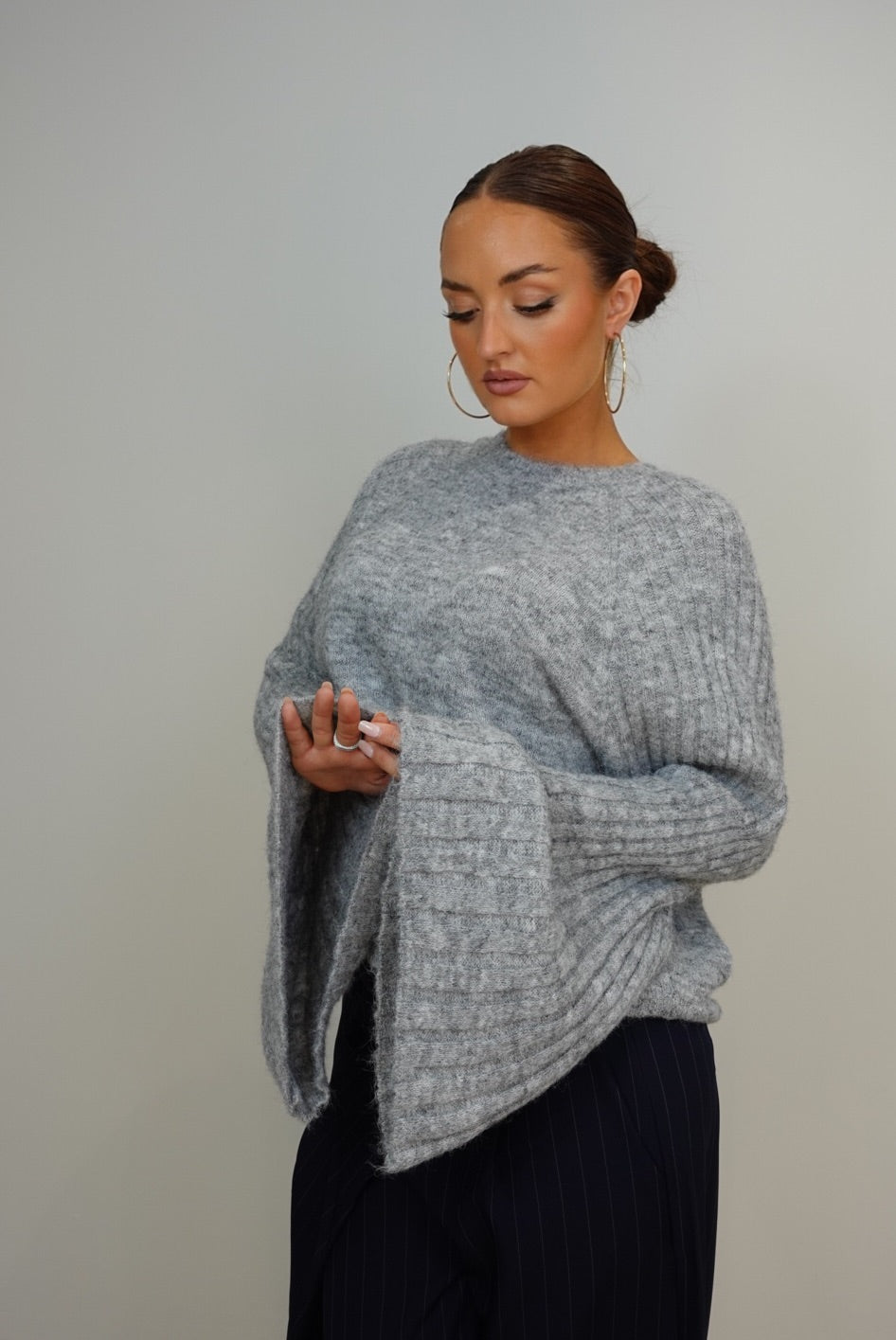 Pull manches évasées - gris
