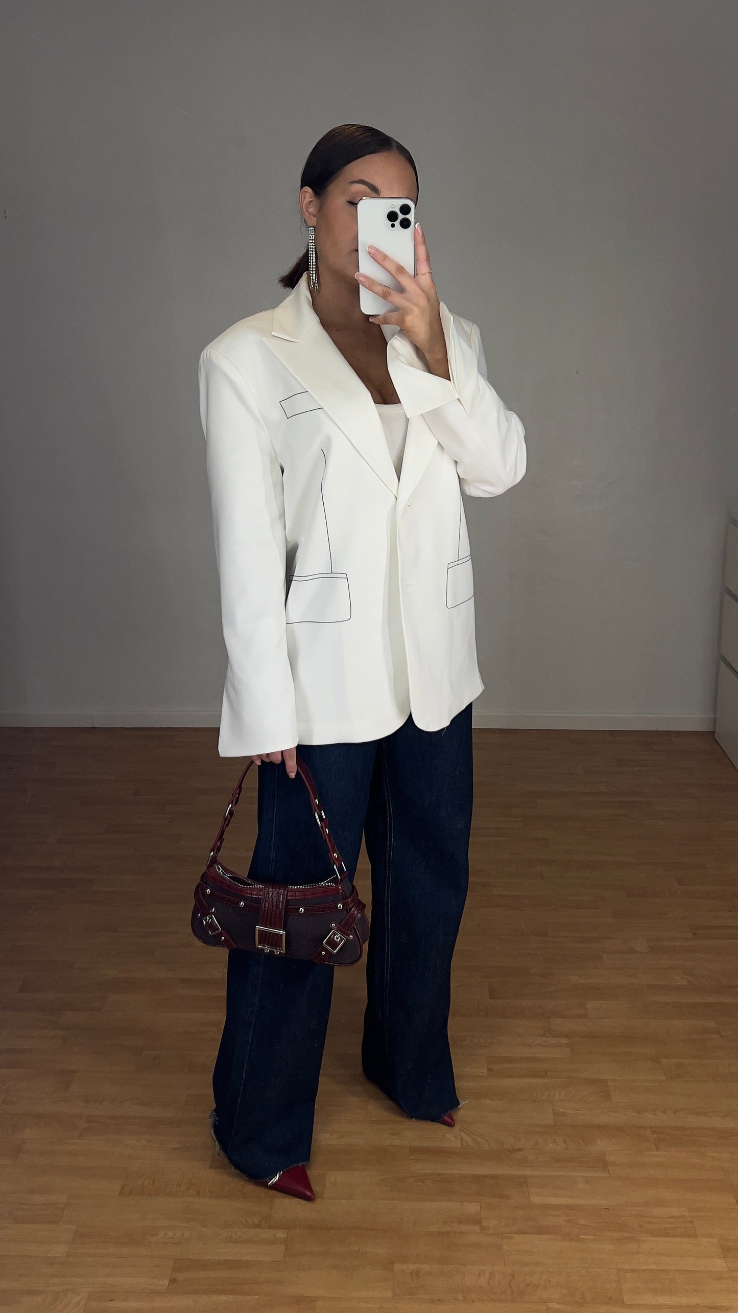 Blazer surpiqûres - blanc