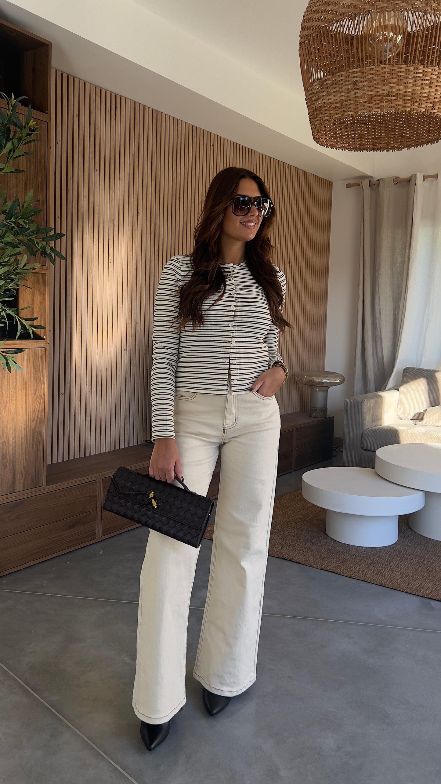 Gilet rayures - crème