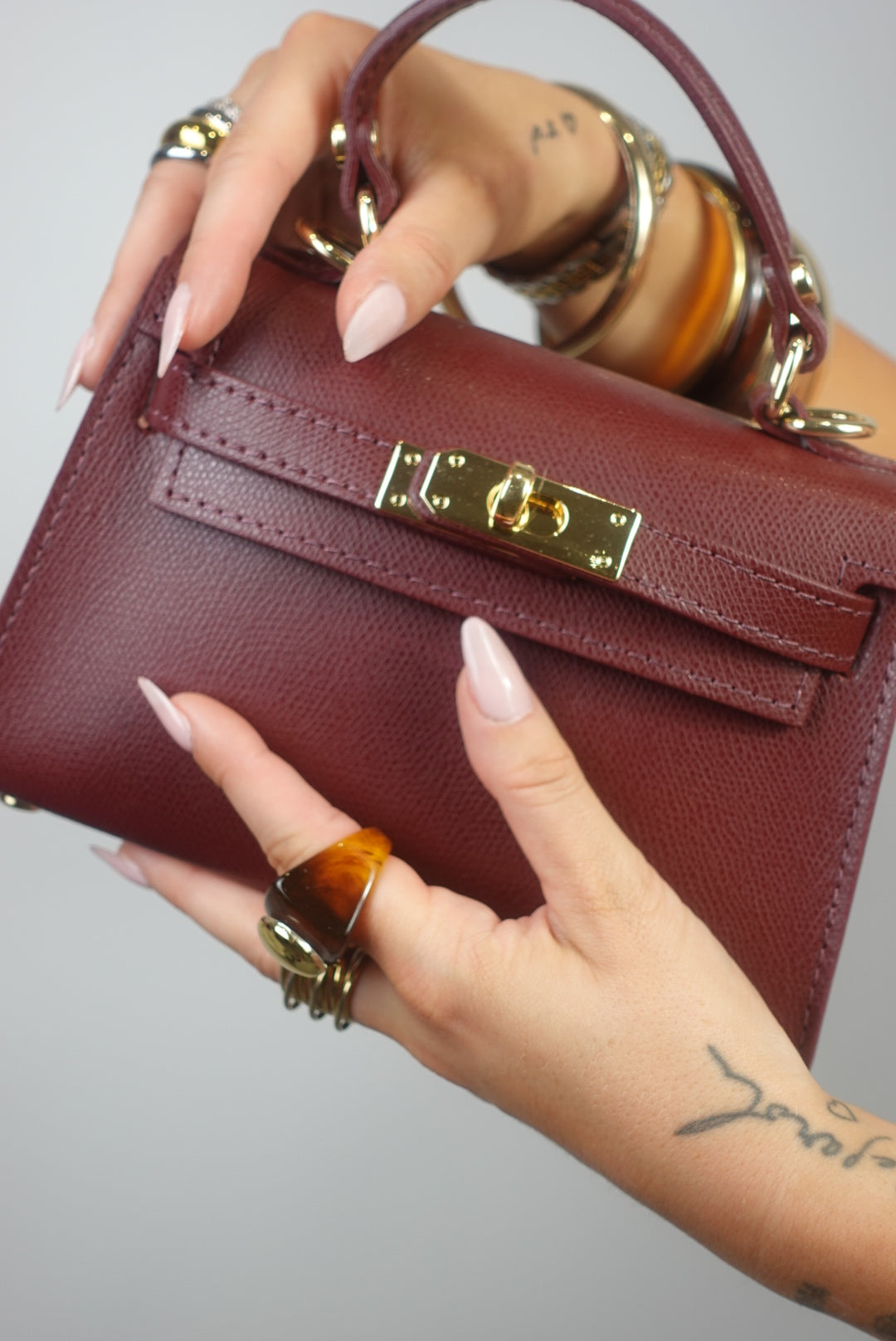 Sac inspiration en cuir - bordeaux