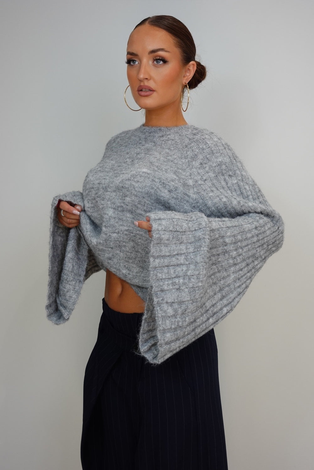 Pull manches évasées - gris