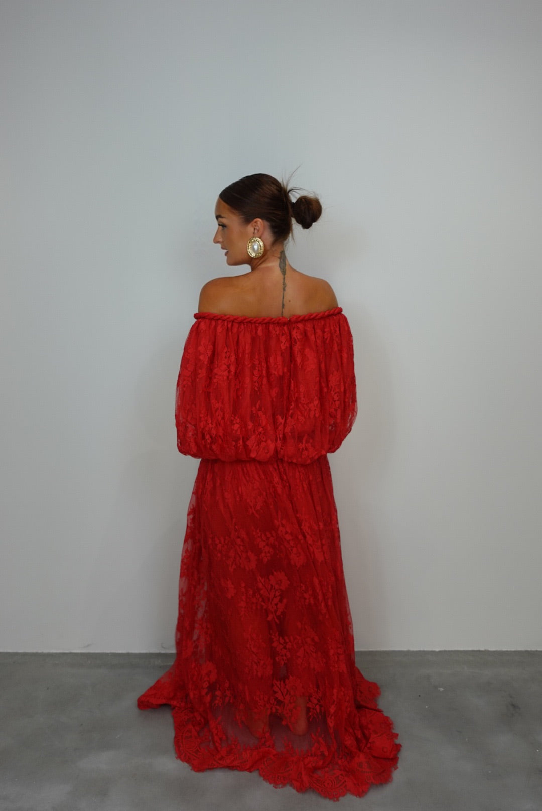 Robe dentelle premium - rouge