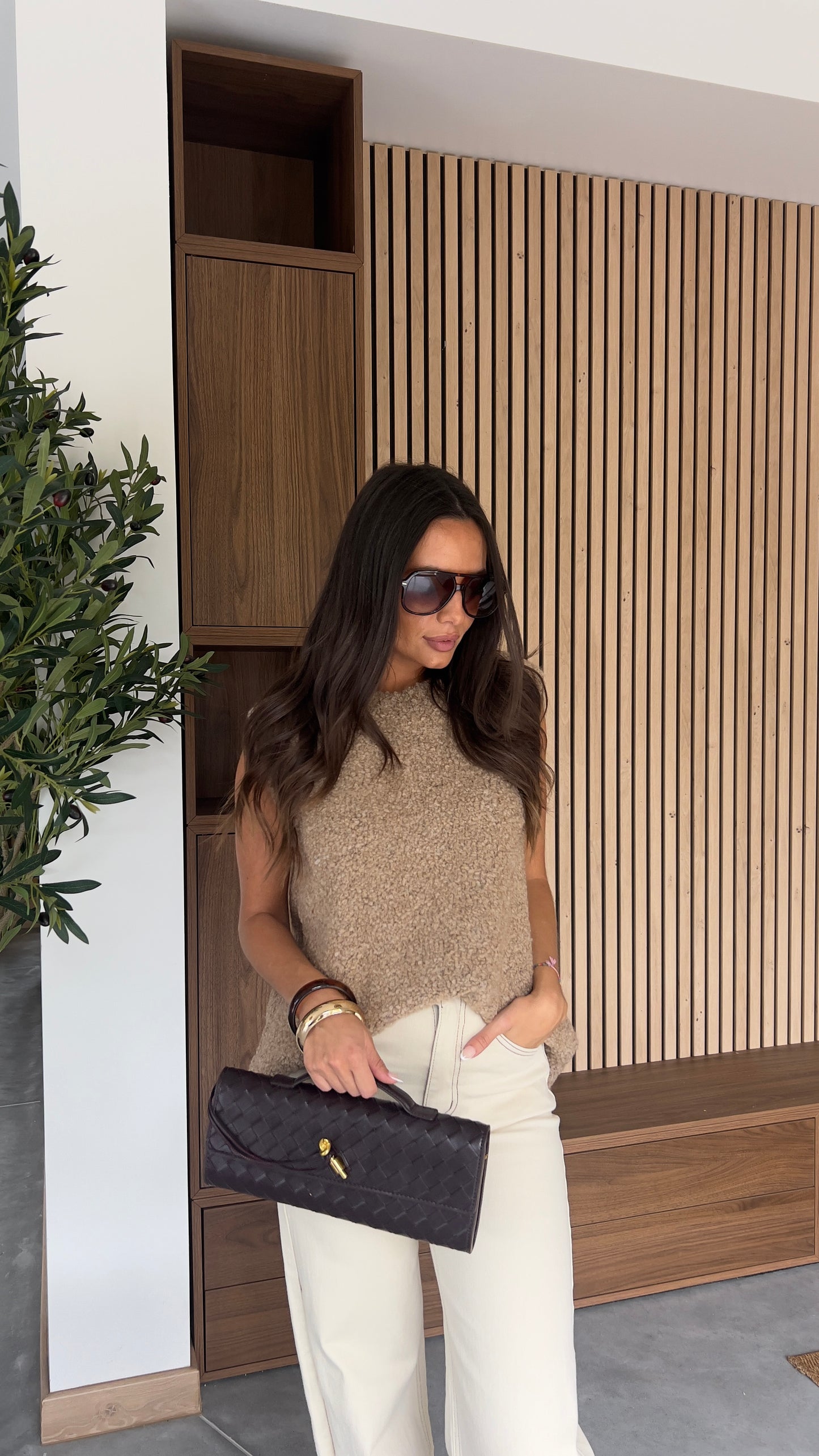Pull sans manches - camel